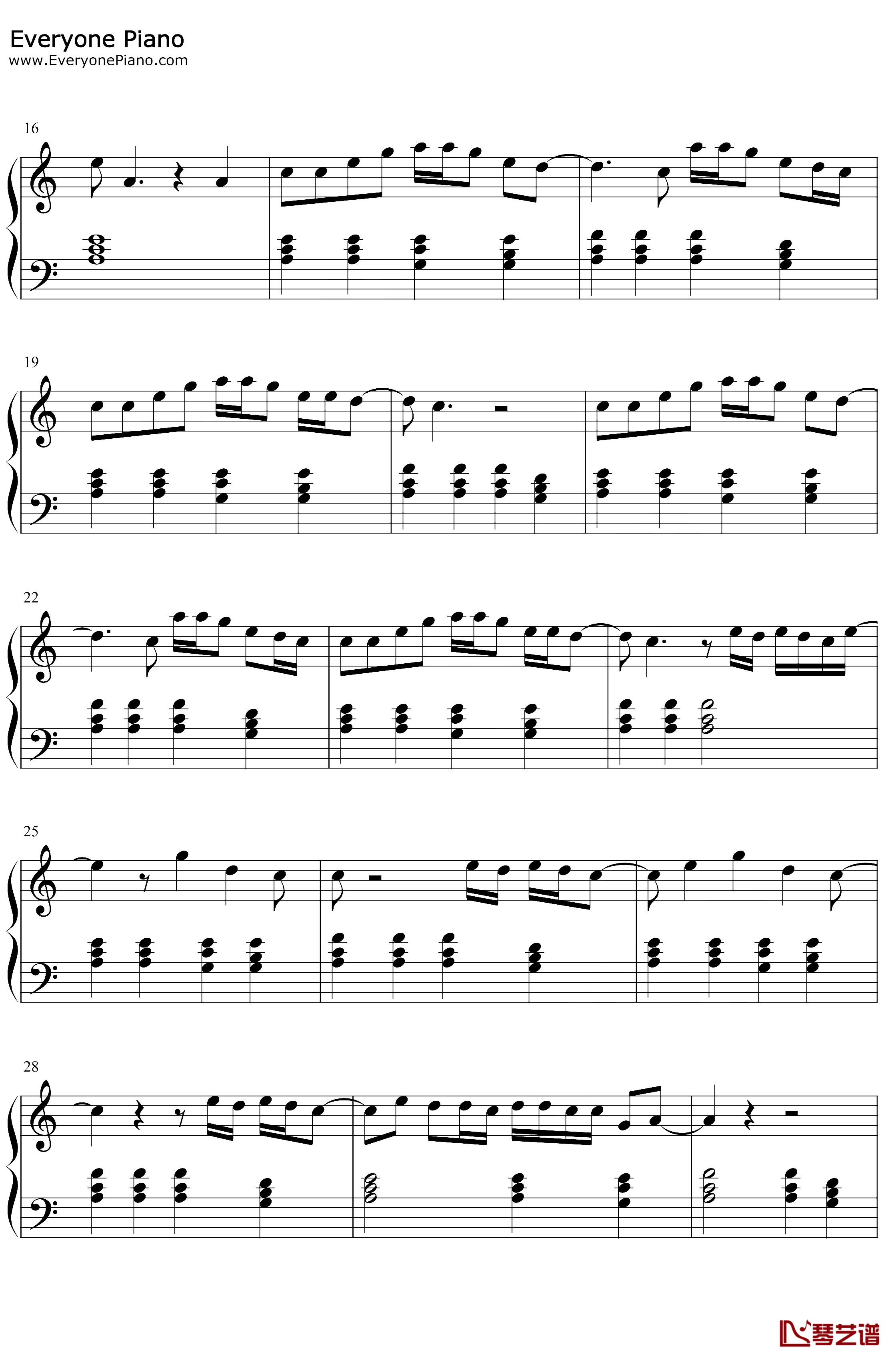 BeHappy钢琴谱-DixieD'Amelio2
