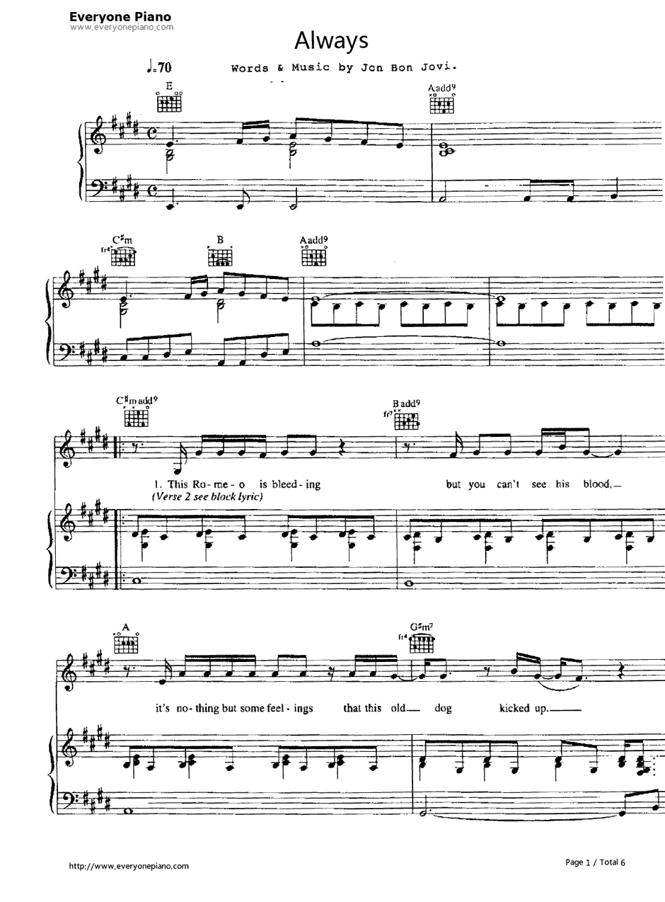 Always钢琴谱-BonJovi-1
