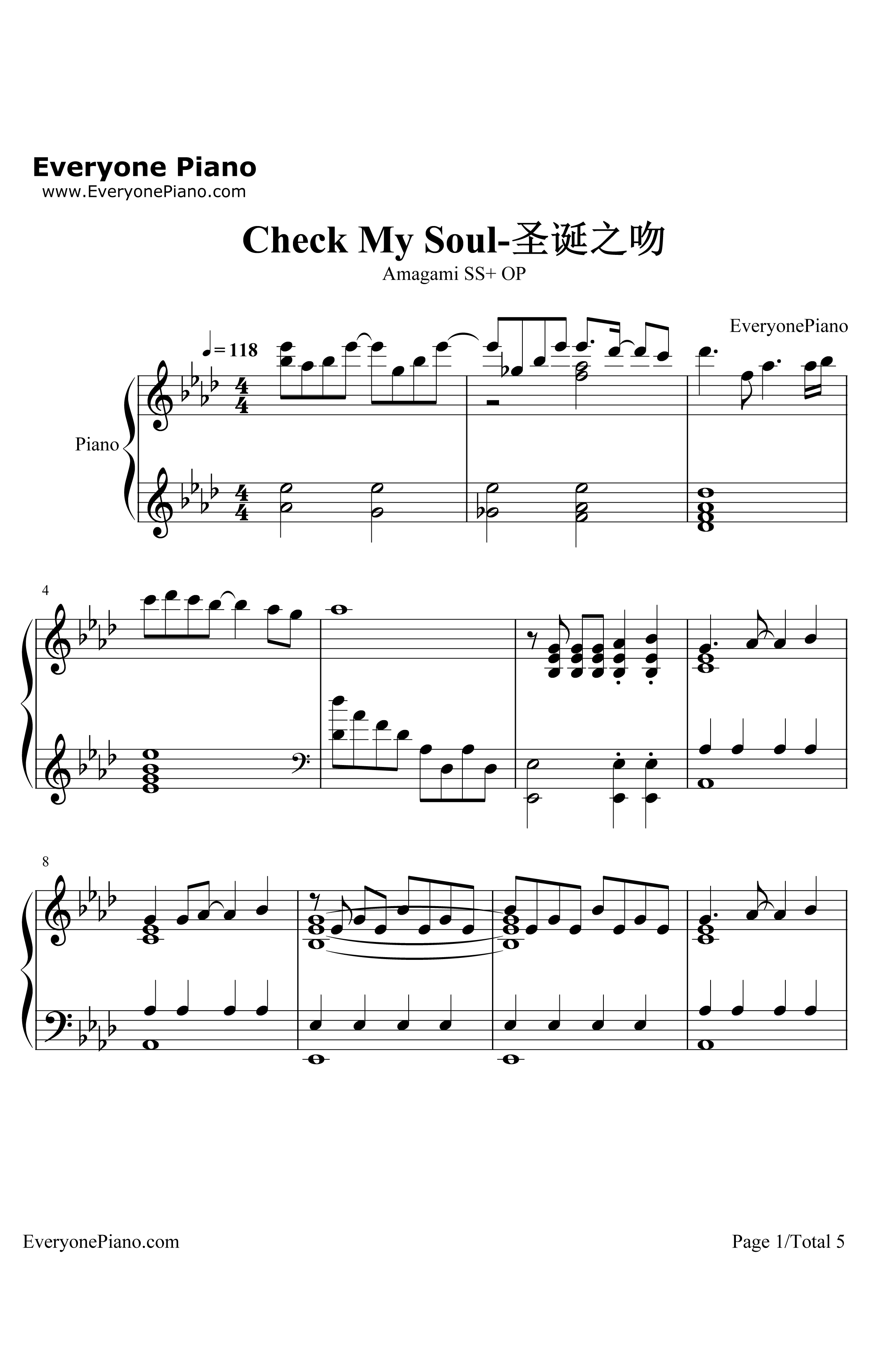 Check My Soul钢琴谱-Azusa-圣诞之吻SS-plusOP1