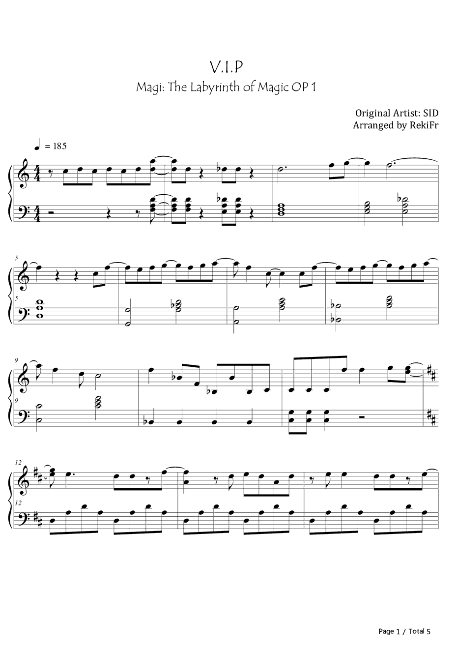 V.I.P钢琴谱-シド(SID)-魔笛MAGIOP1