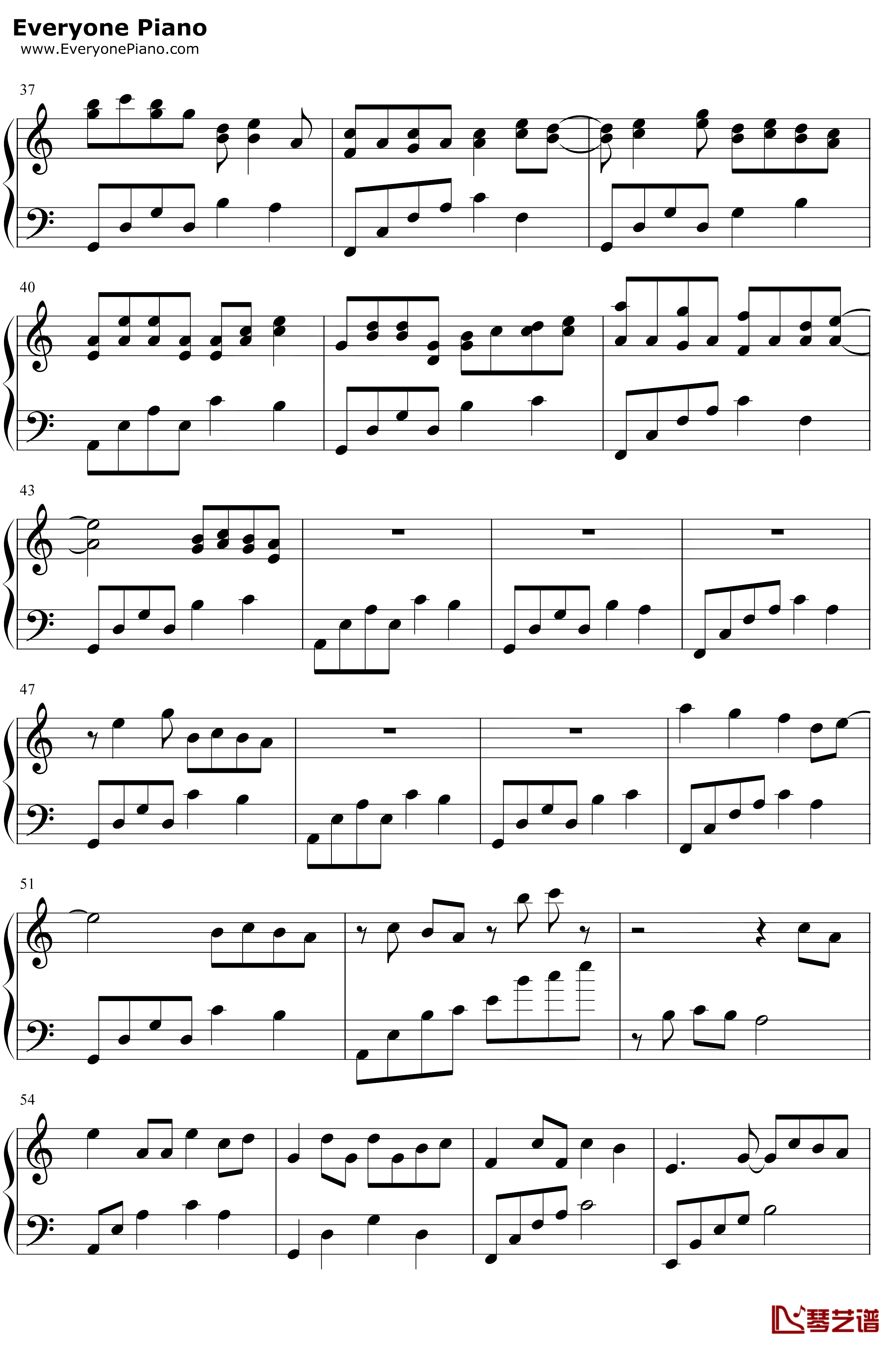 一米阳光钢琴谱-M小冯达-原创钢琴曲3