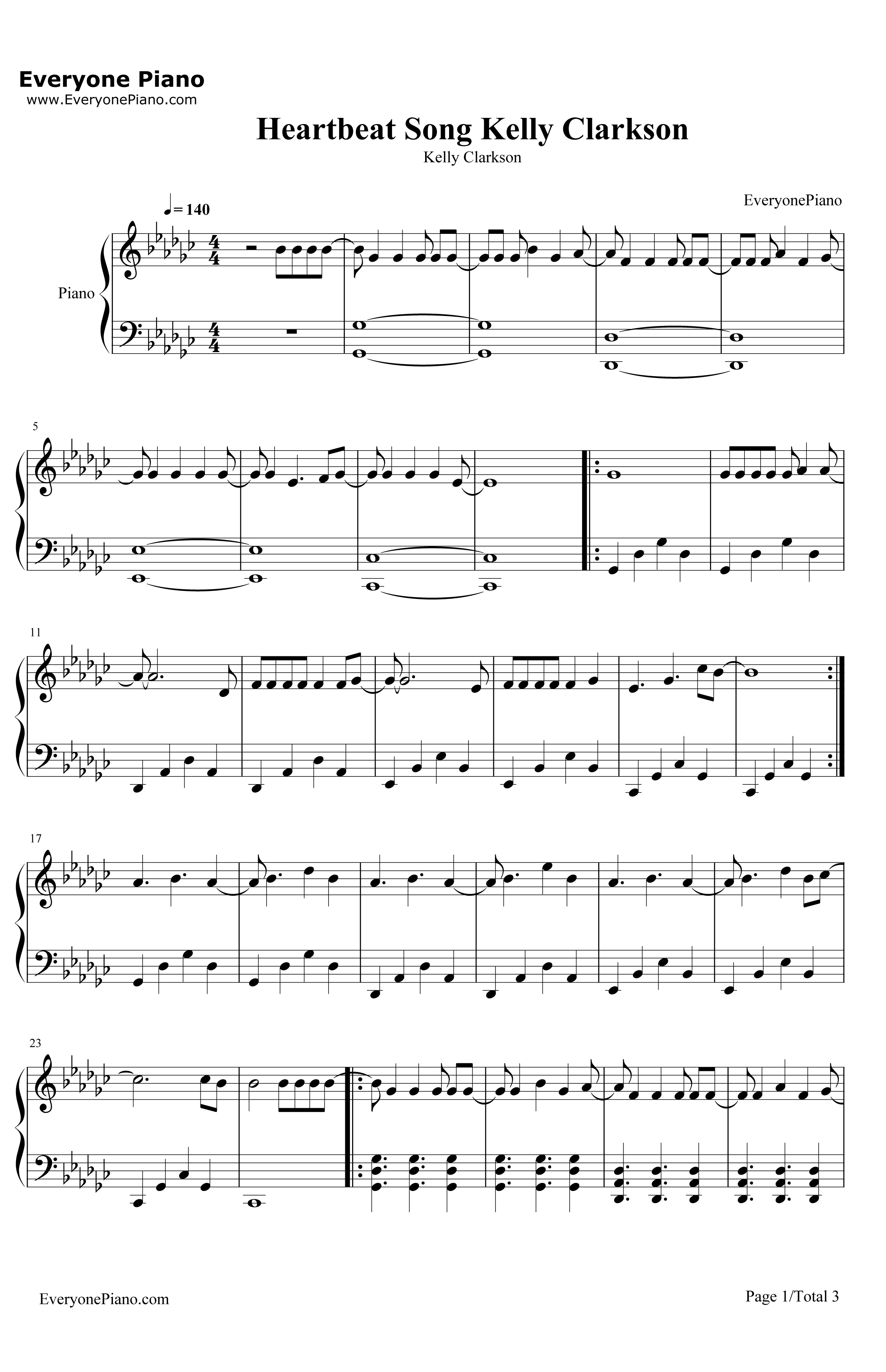 HeartbeatSong钢琴谱-KellyClarkson1
