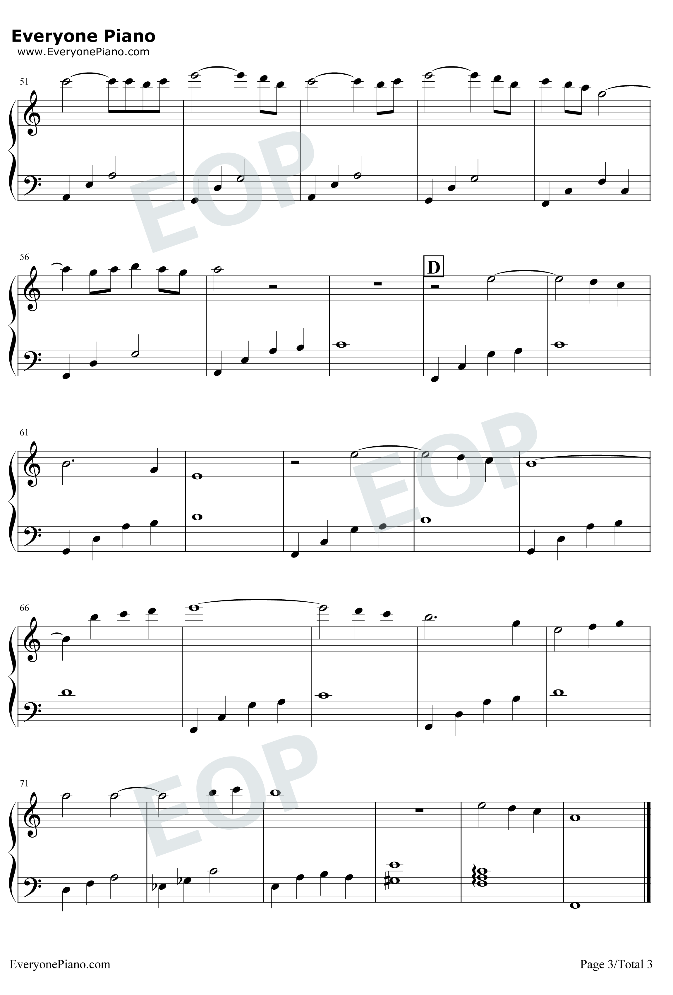 慕情钢琴谱-和田熏-犬夜叉主题曲舒缓版3