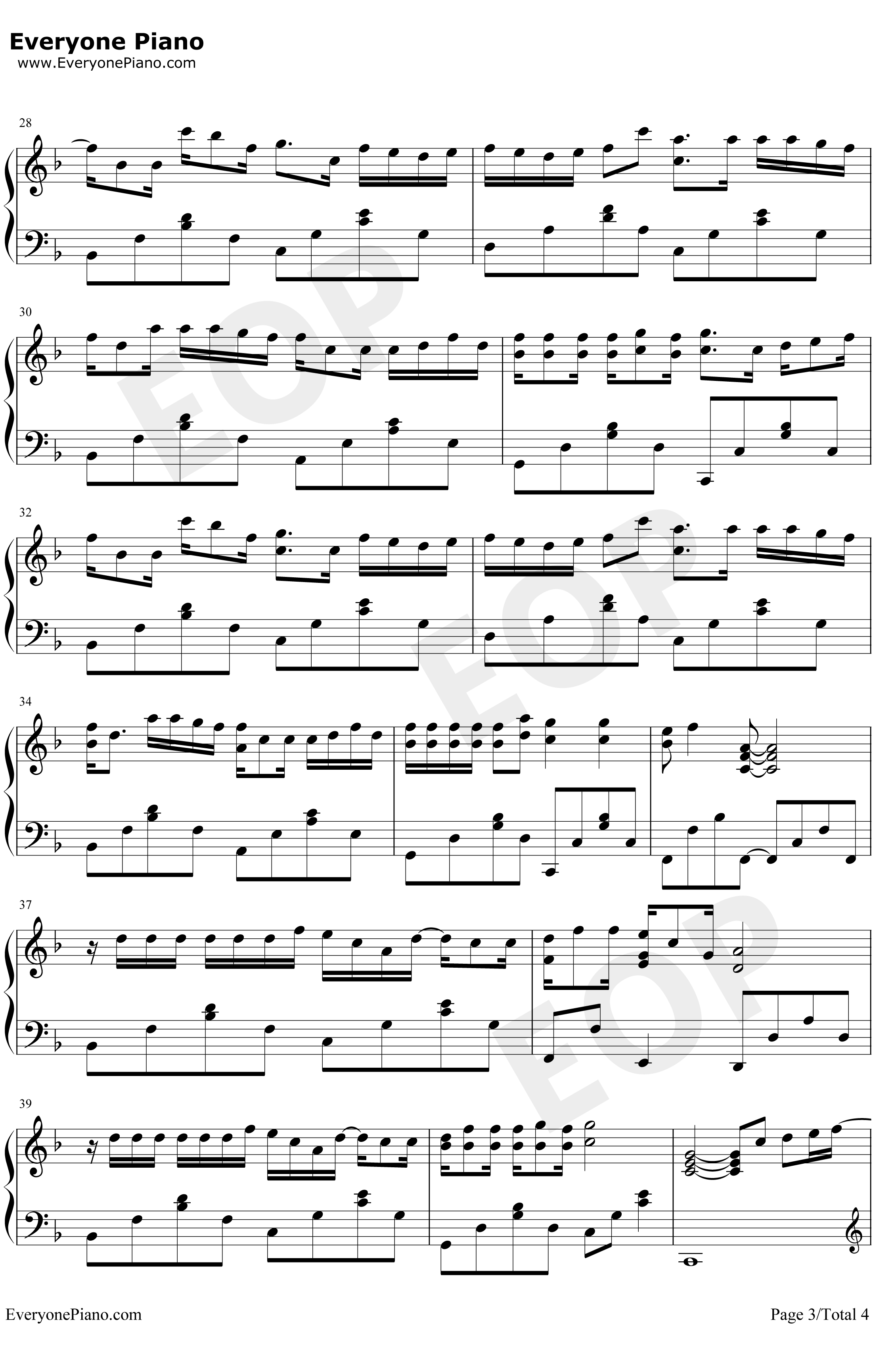 失忆钢琴谱-图小图-独奏版3