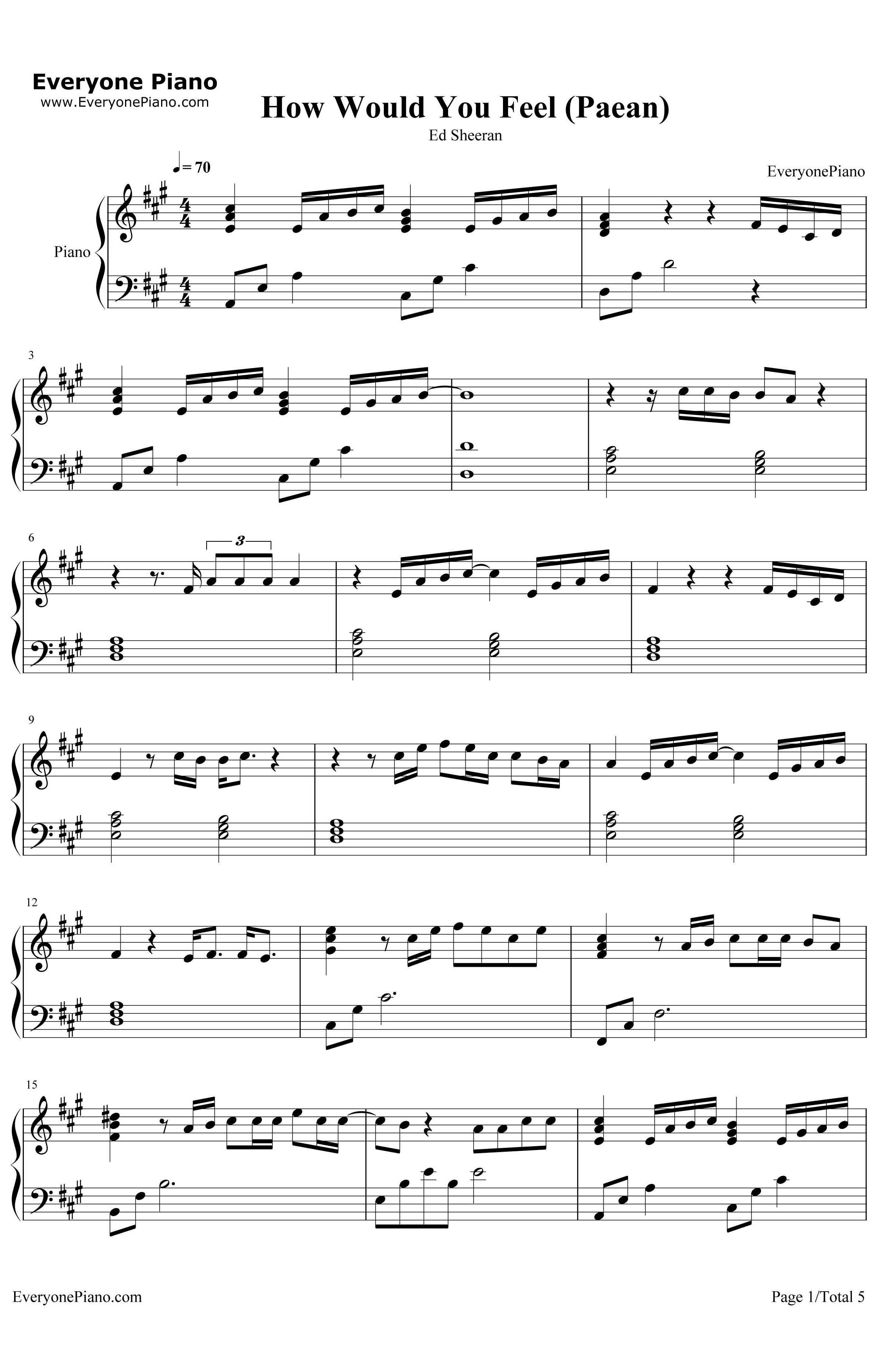 How Would You Feel(Paean)钢琴谱-EdSheeran1