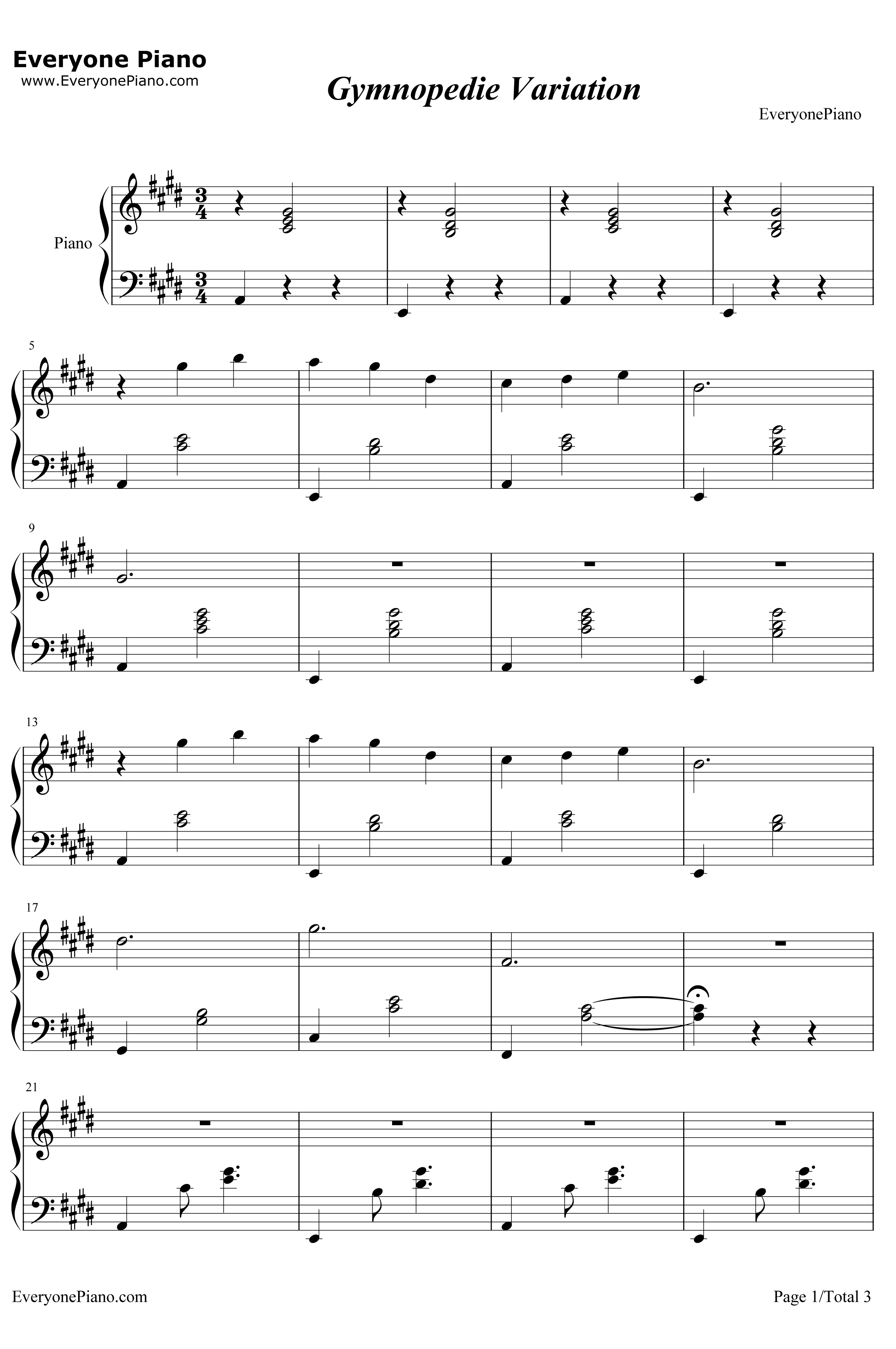 Gymnopedie Variation钢琴谱-ErikSatie1
