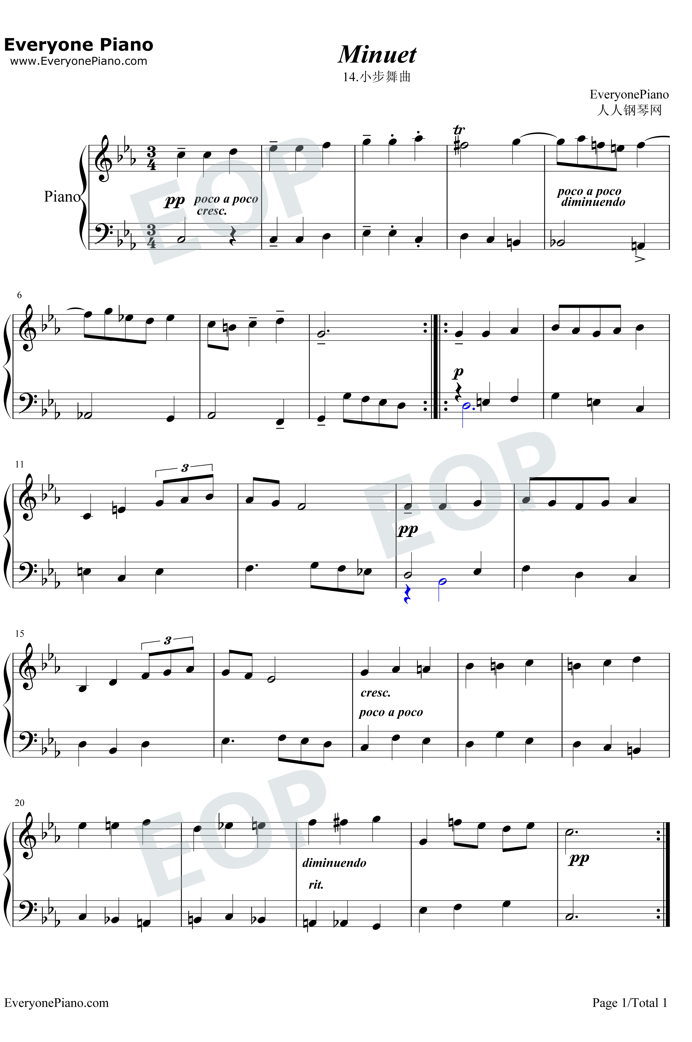 小步舞曲14钢琴谱-巴赫1