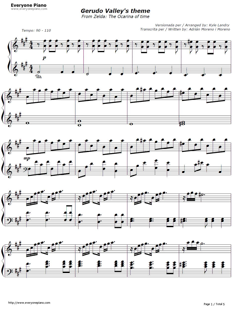 Gerudo Valley钢琴谱-PonyCanyon-塞尔达传说时之笛OST-ゼルダの伝説時のオカリナOST1