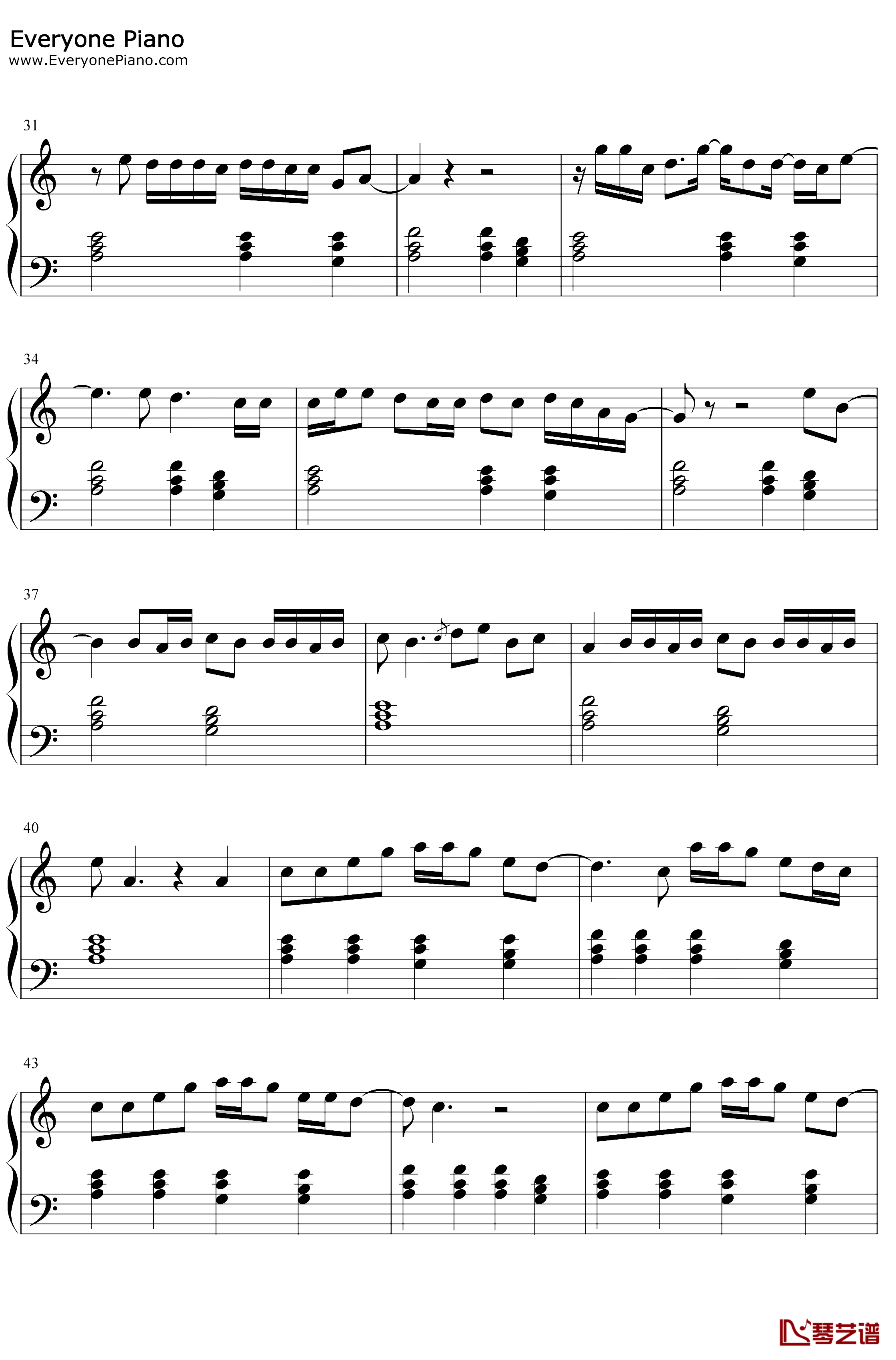 BeHappy钢琴谱-DixieD'Amelio3