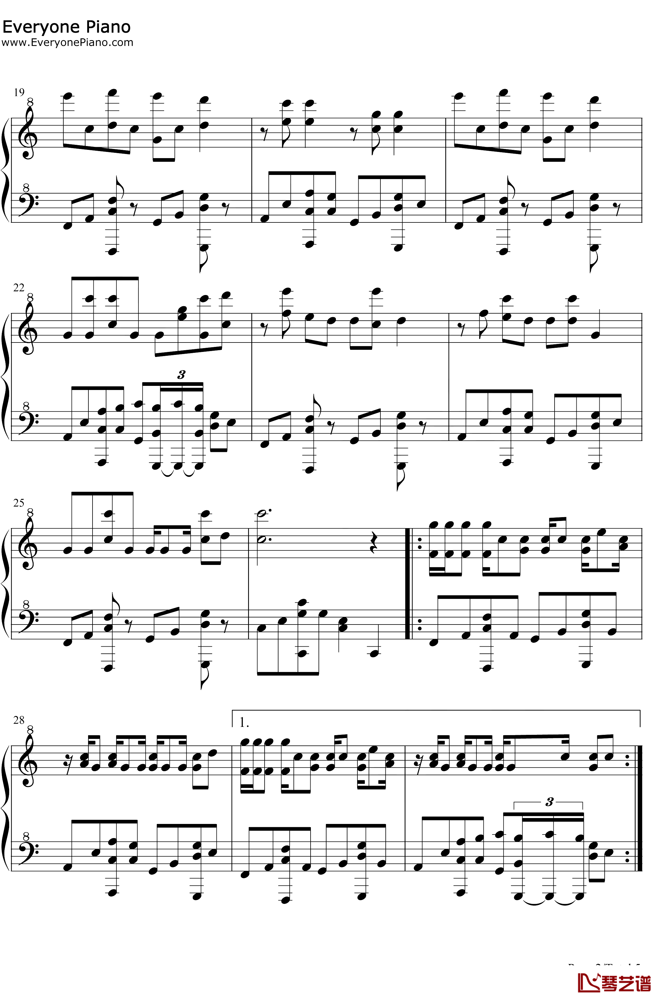 星茶会钢琴谱-灰澈-轻快的钢琴RB曲2
