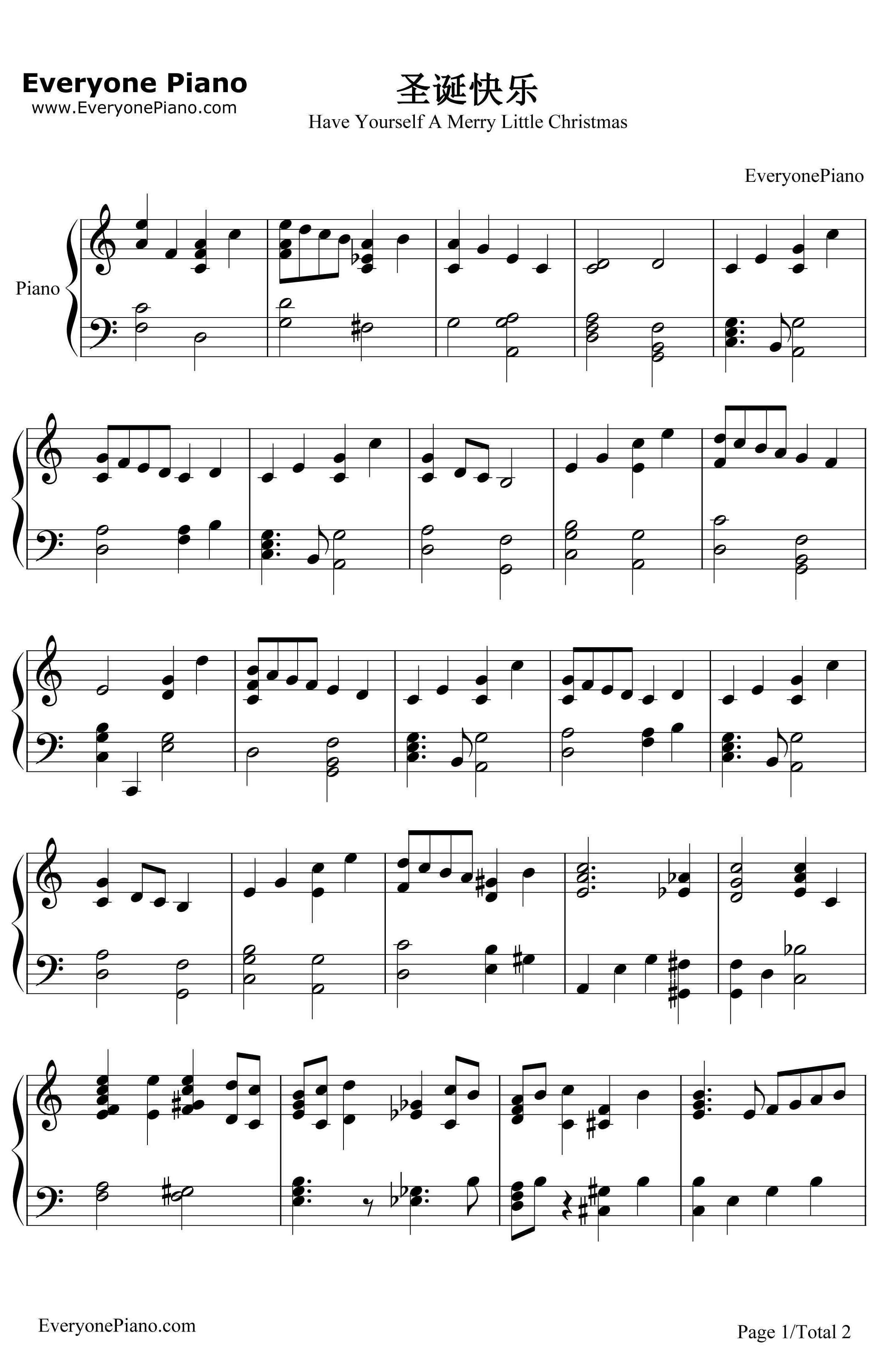 圣诞快乐钢琴谱-茱蒂嘉兰JudyGarland-圣诞歌曲1