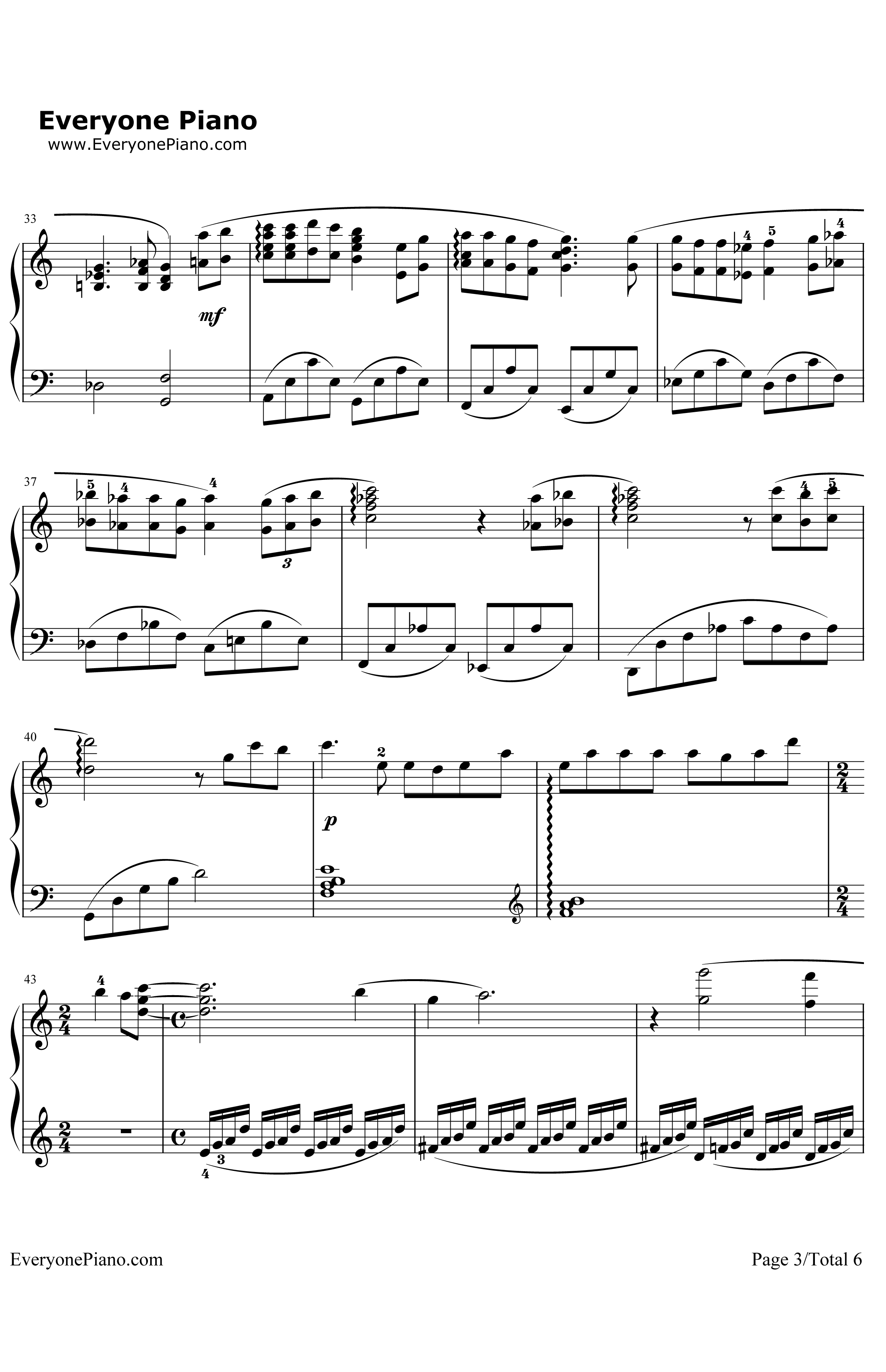 《千与千寻》钢琴谱-久石让宫崎骏-那个夏天（OneSummer'sDay）3