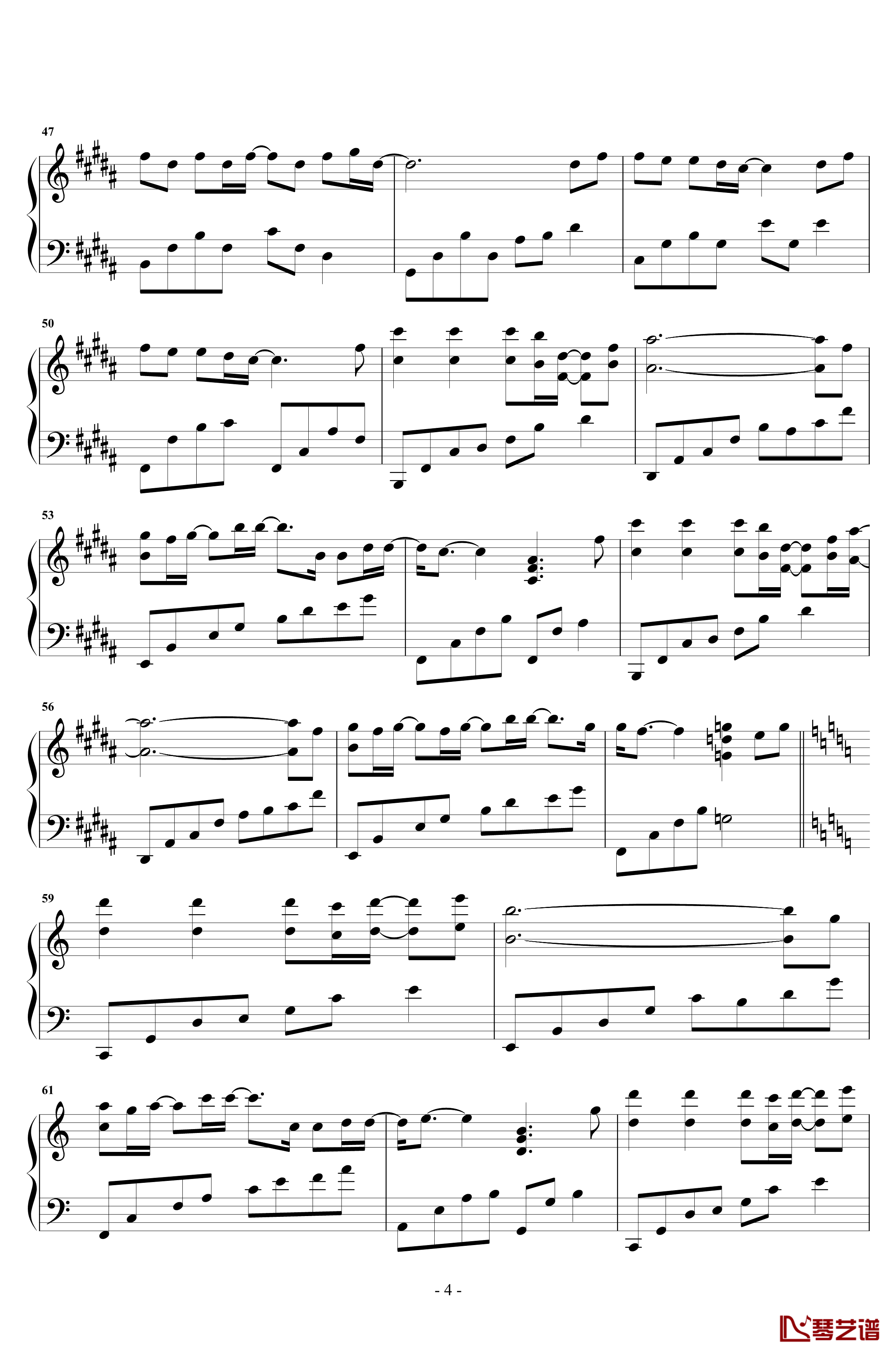 岁月钢琴谱-原声完整版-王菲4