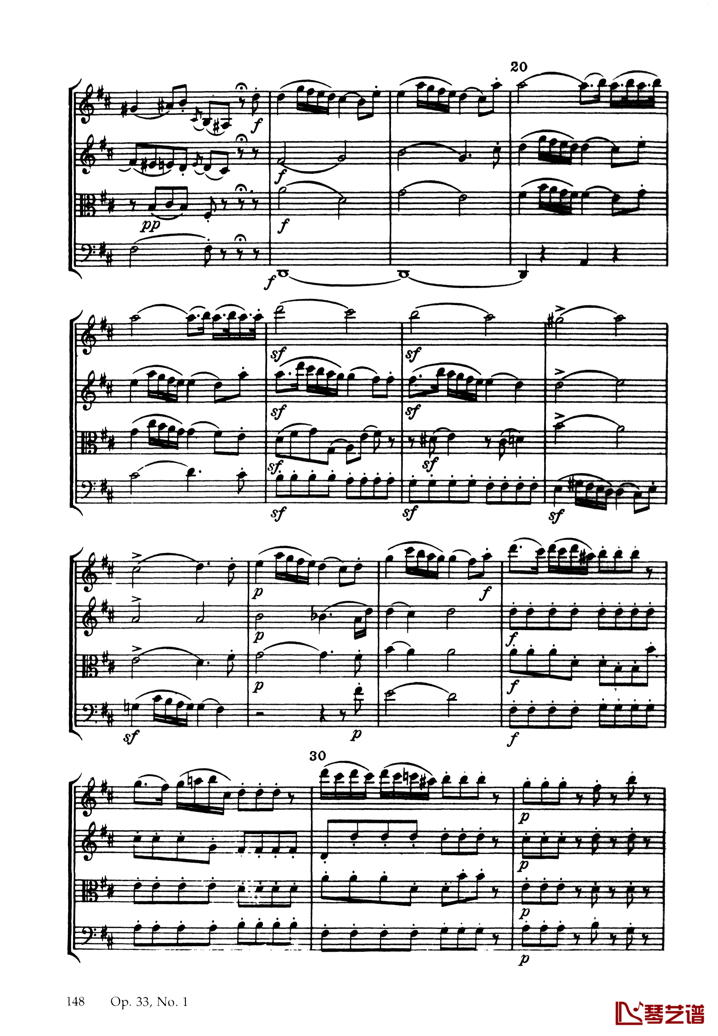 b小调弦乐四重奏 Op.33  No.1钢琴谱-海顿2
