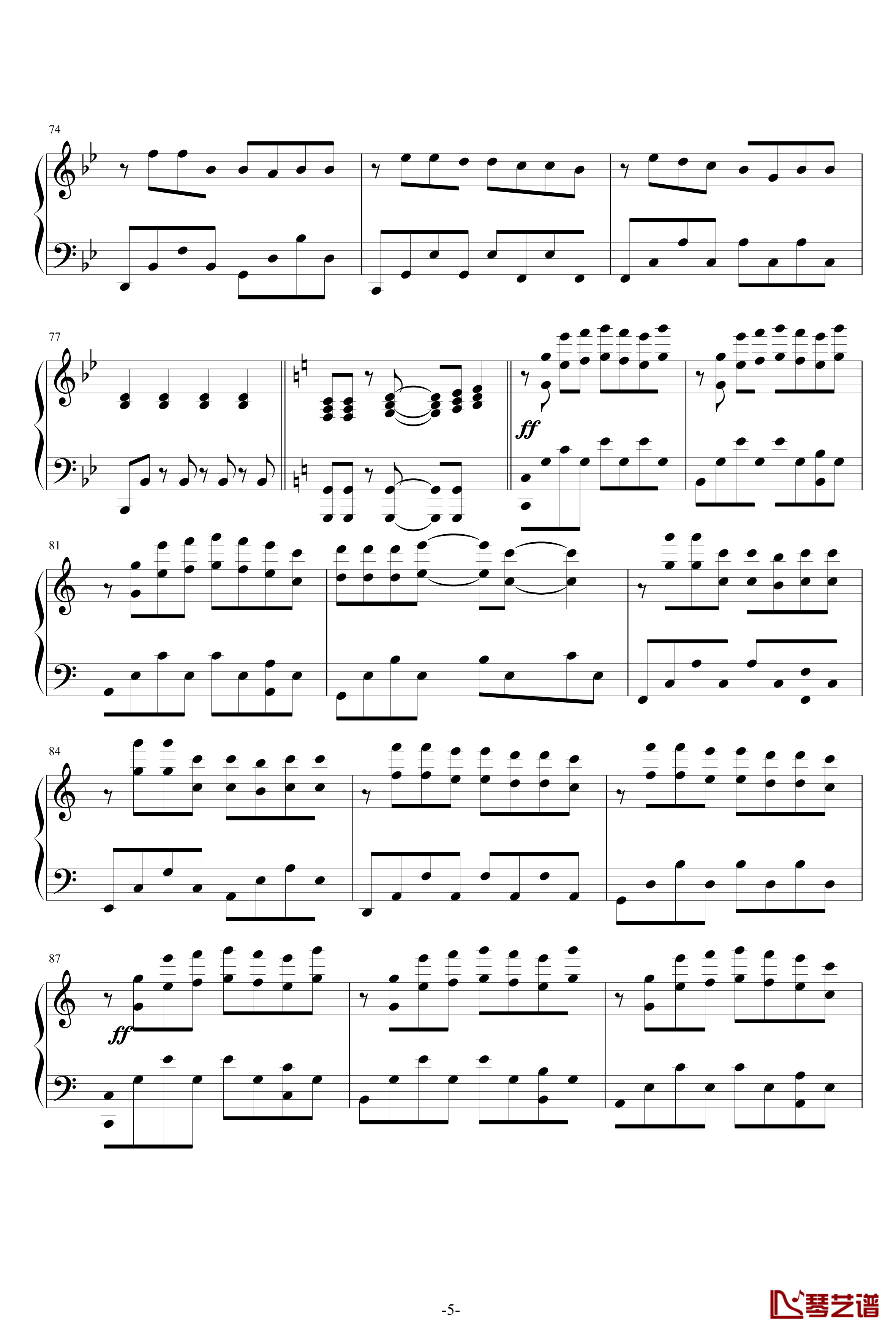安静钢琴谱-独奏-周杰伦5