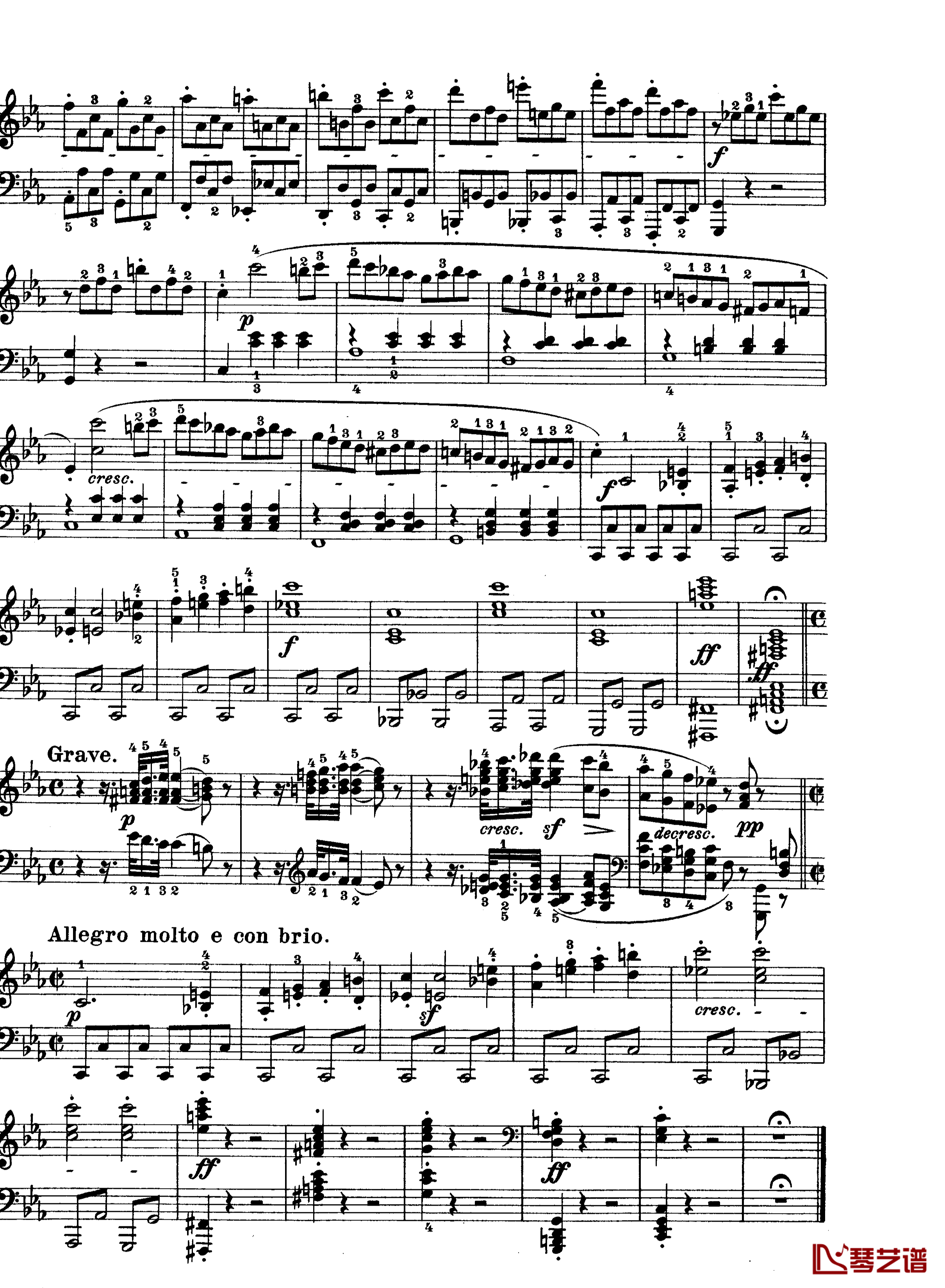 C小调第八琴奏鸣曲钢琴谱-悲怆-贝多芬-beethoven8