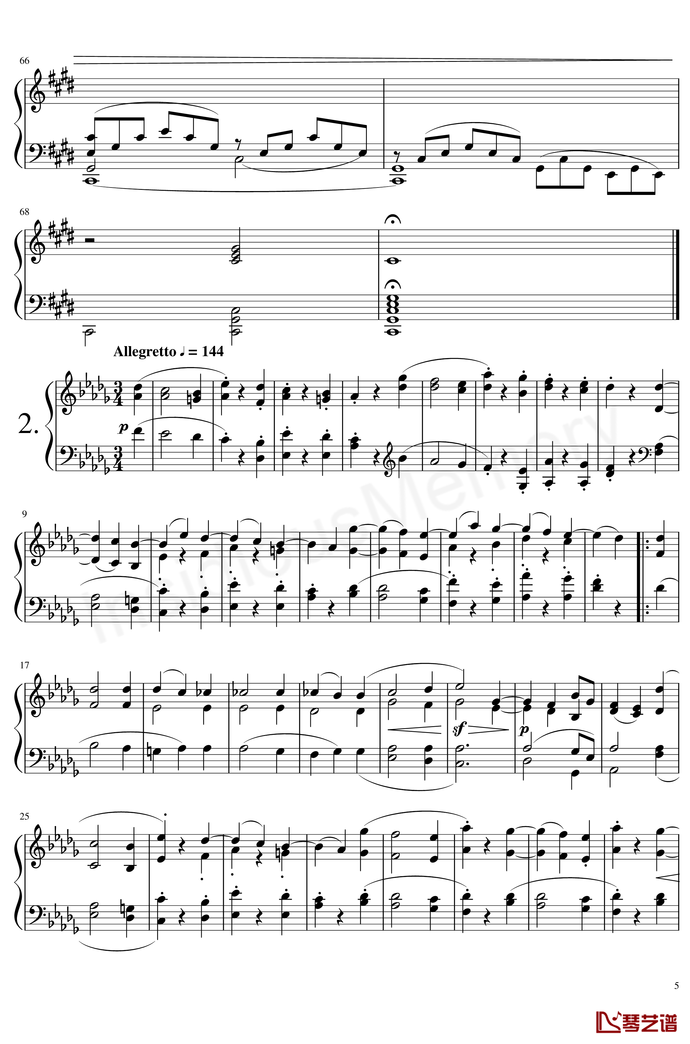 月光奏鸣曲钢琴谱-贝多芬-beethoven5