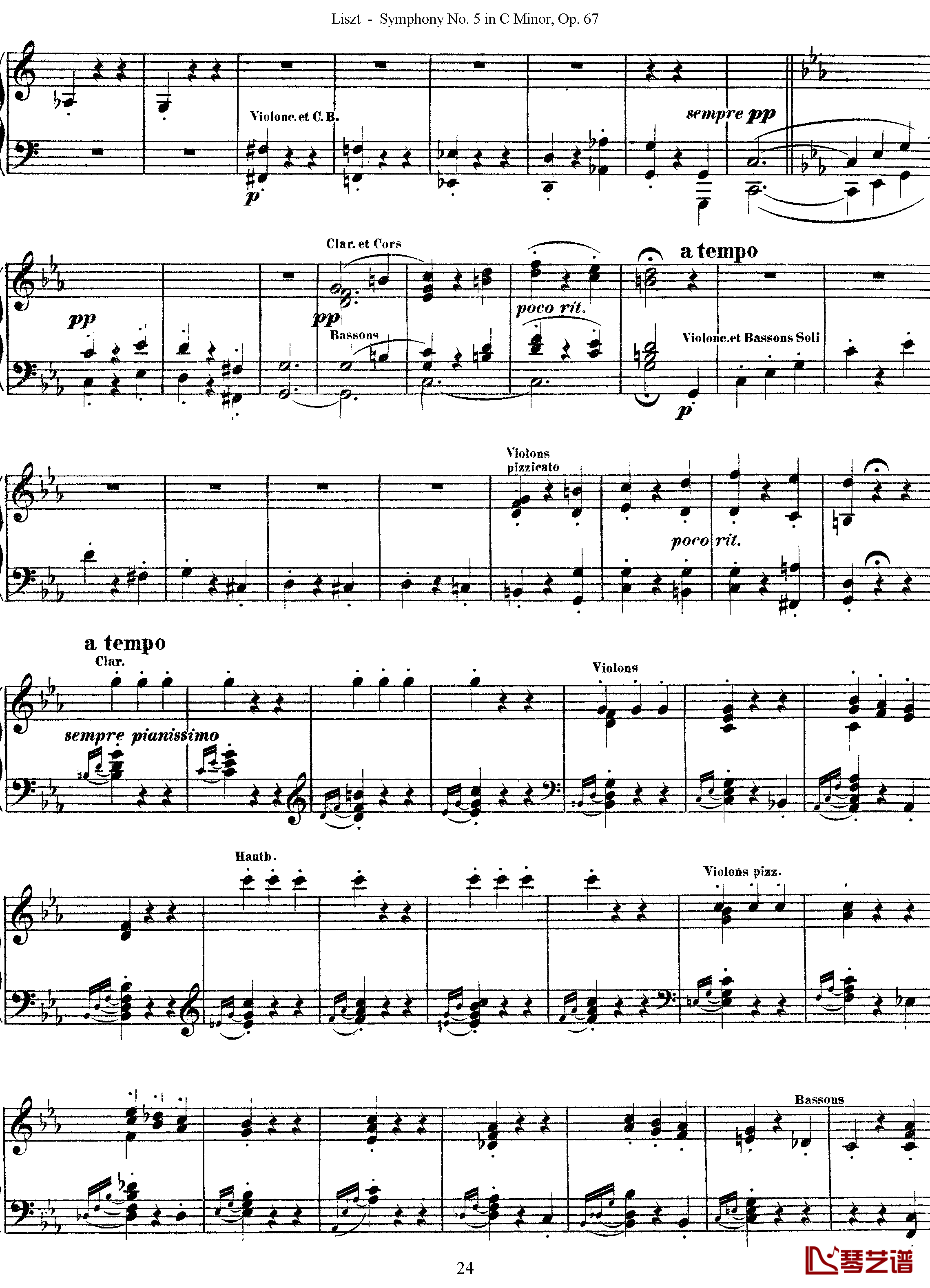 第五交响乐的钢琴曲钢琴谱-李斯特-李斯特改编自贝多芬24
