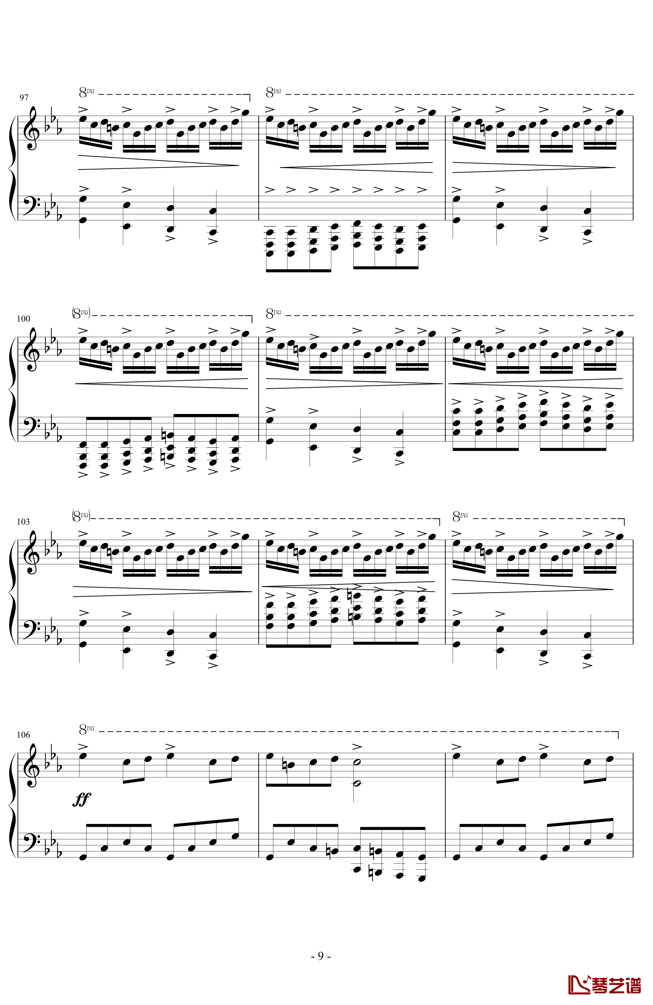 文武贝vs贝多芬钢琴谱-瞎闹版-蕾诺丝9