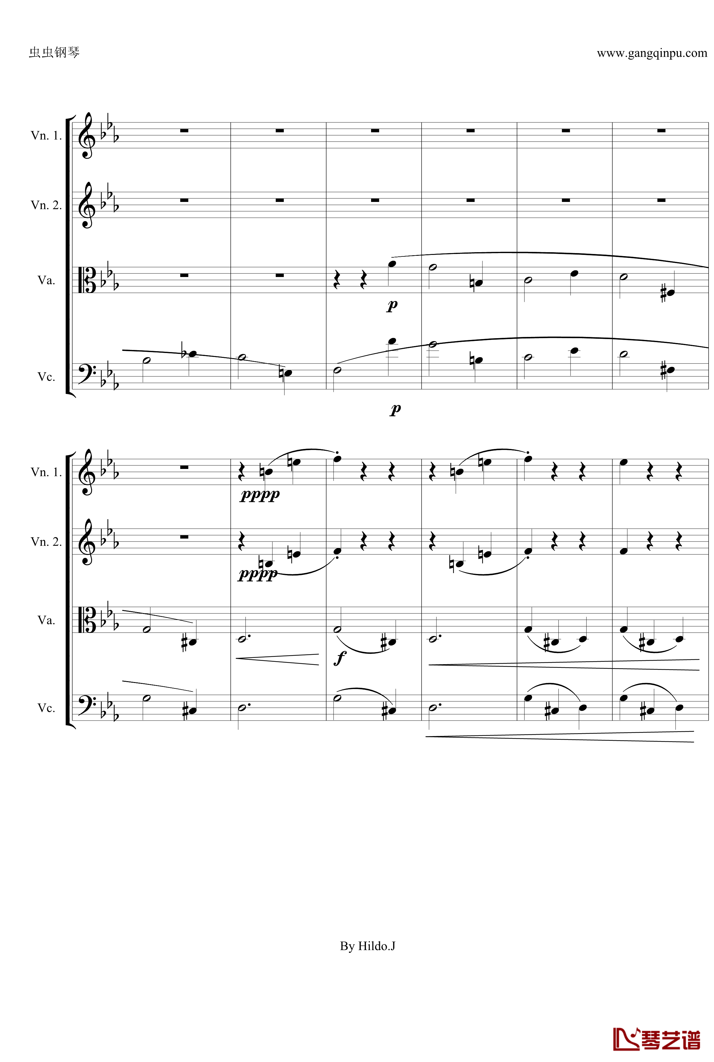 命运交响曲第三乐章钢琴谱-弦乐版-贝多芬-beethoven5