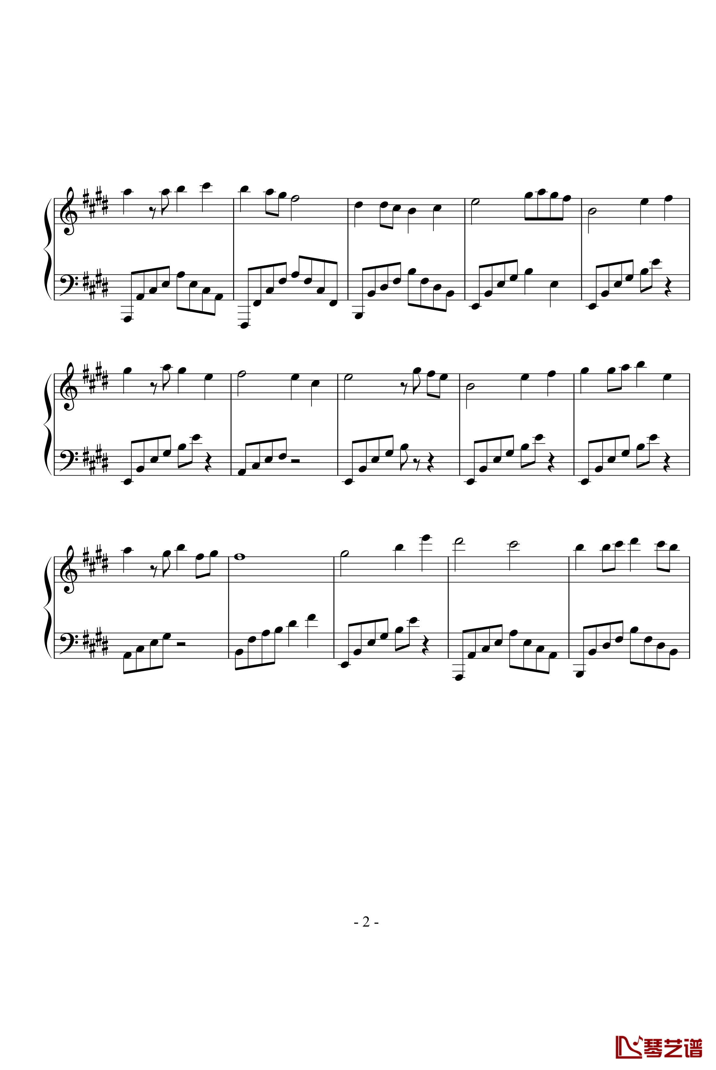 同一首歌钢琴谱-完整版-毛阿敏2