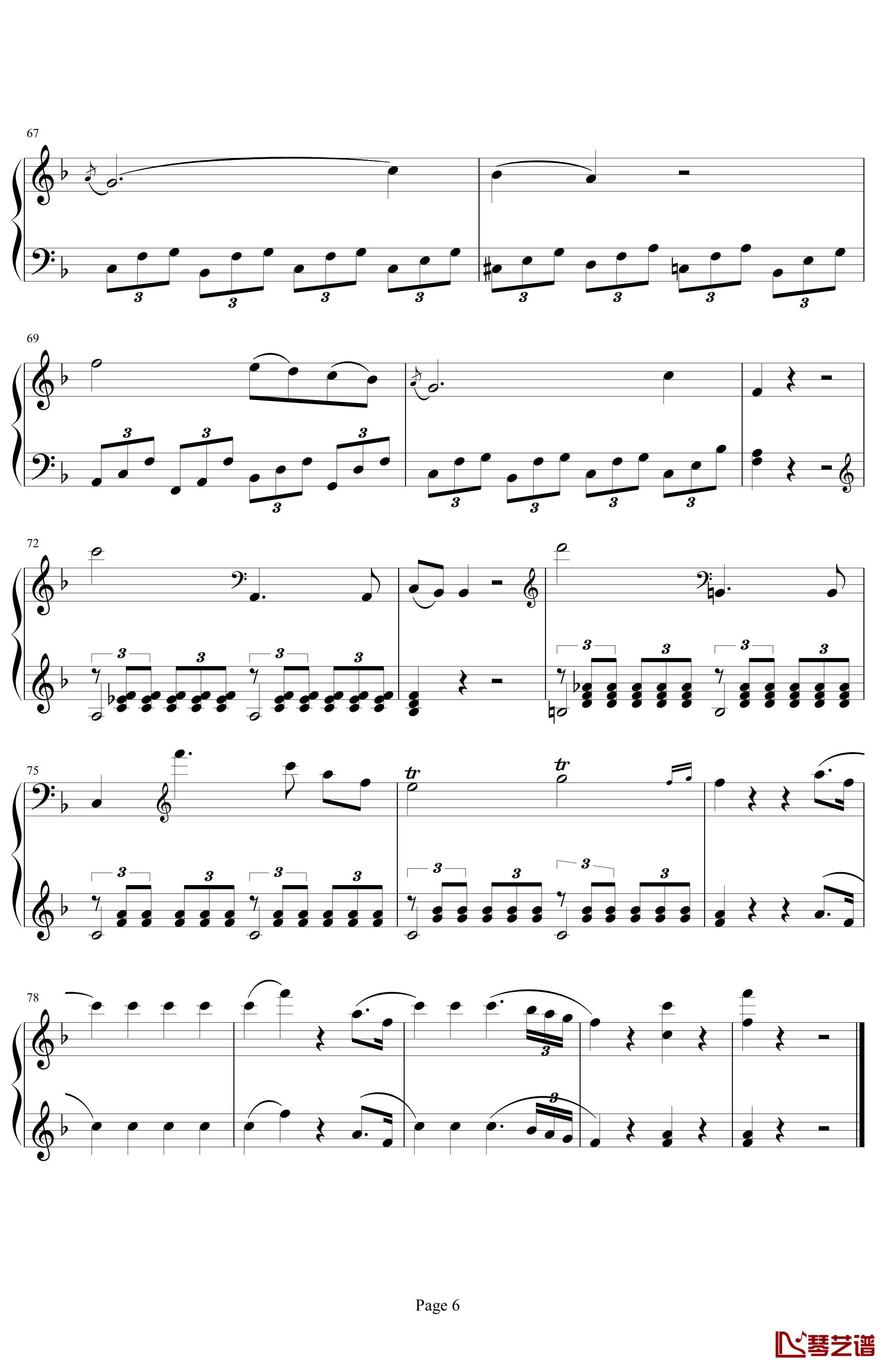 莫扎特第21号钢琴协奏曲钢琴谱 第二乐章 行板 K 467-莫扎特6