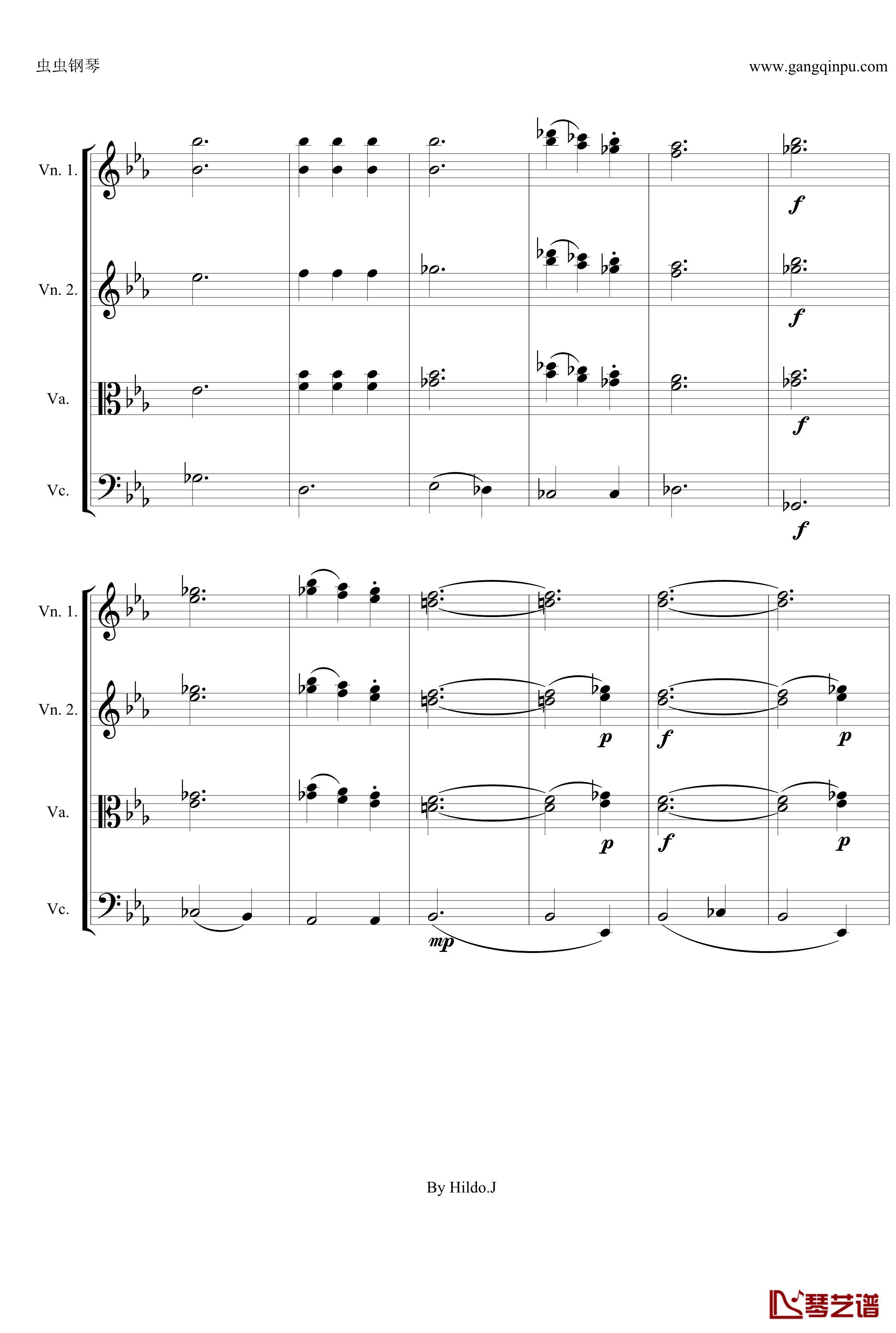命运交响曲第三乐章钢琴谱-弦乐版-贝多芬-beethoven3