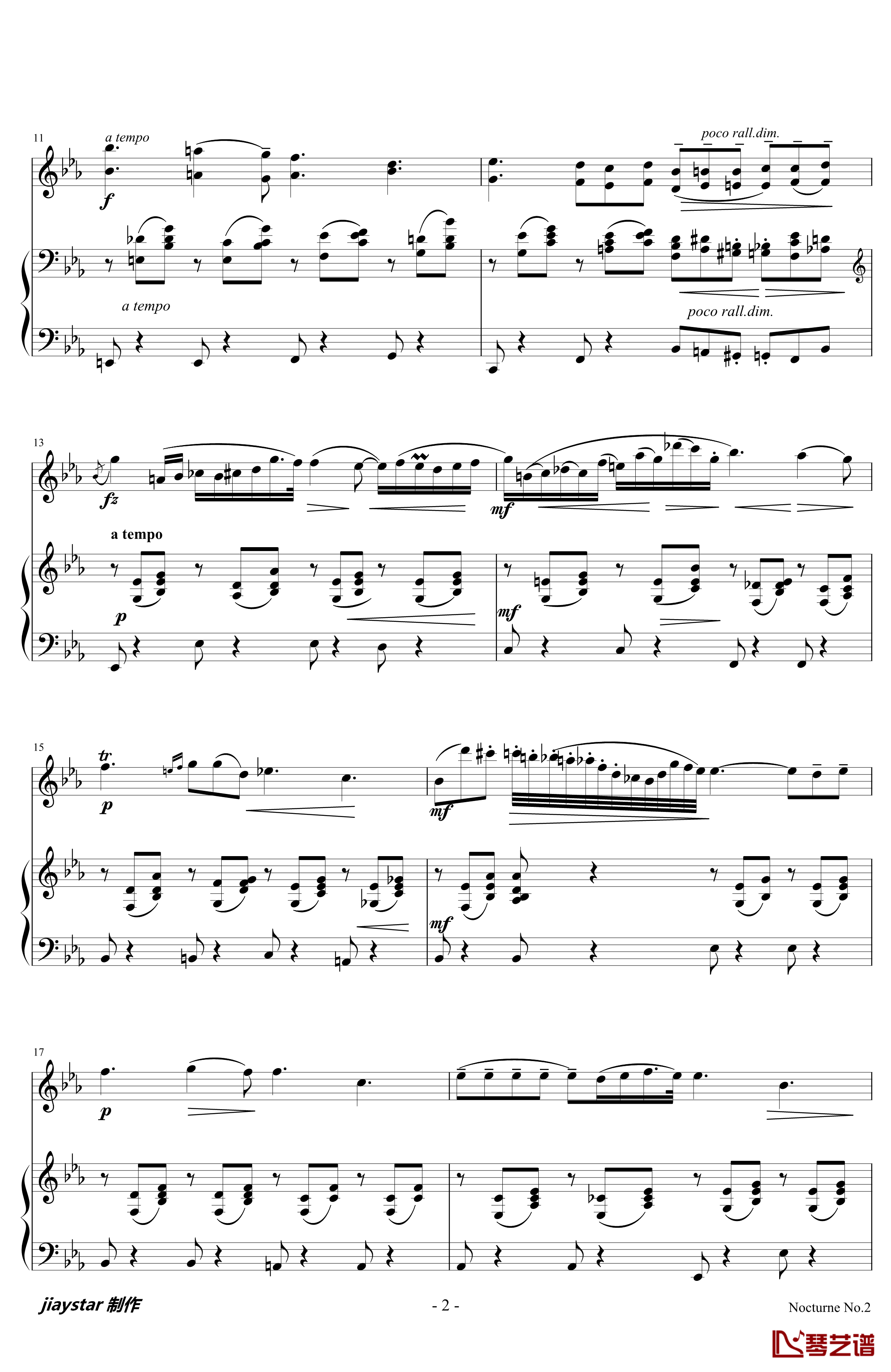 小提琴独奏-肖邦夜曲2钢琴谱-肖邦-chopin2