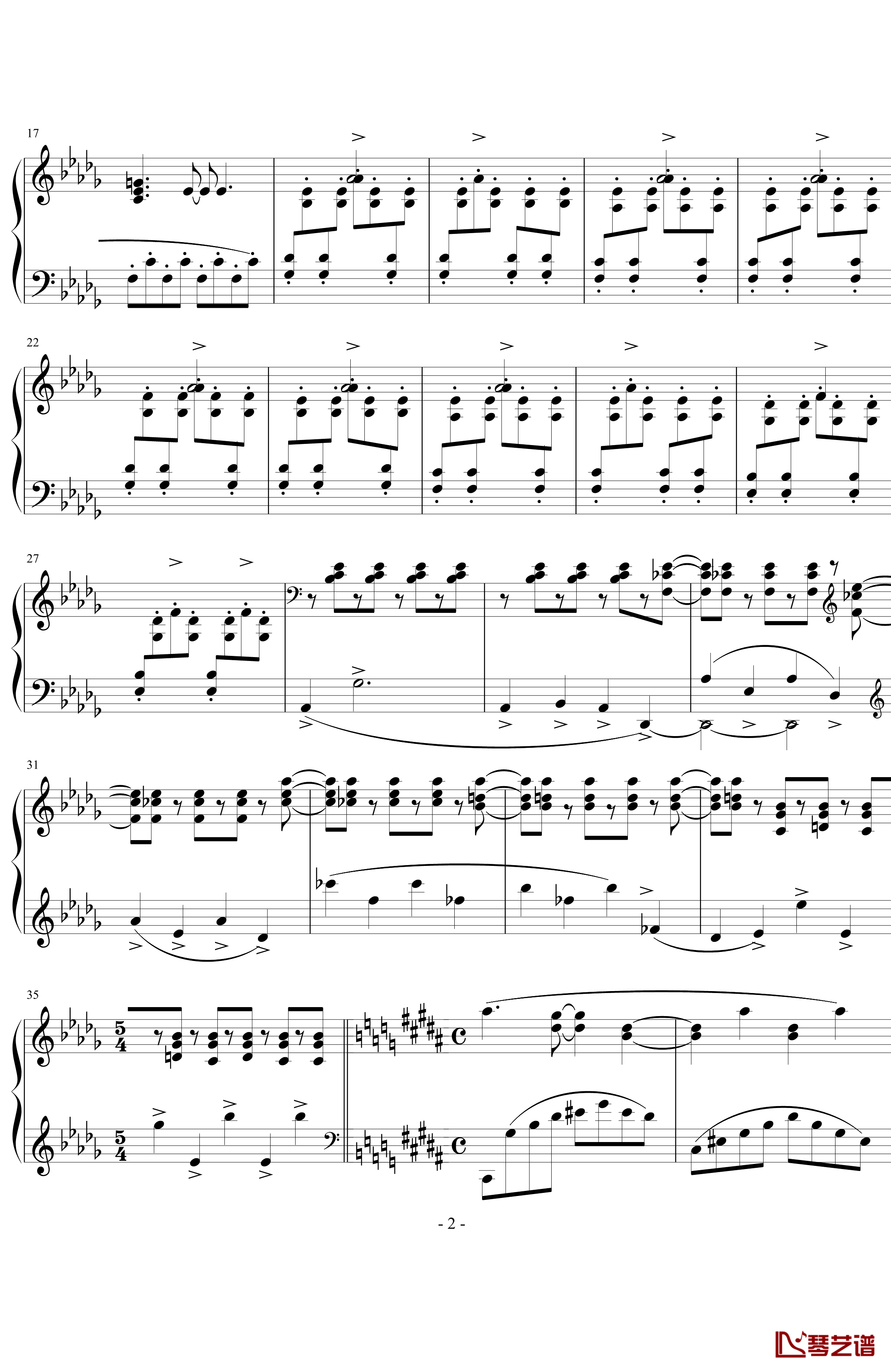 九月钢琴谱-天心琴2