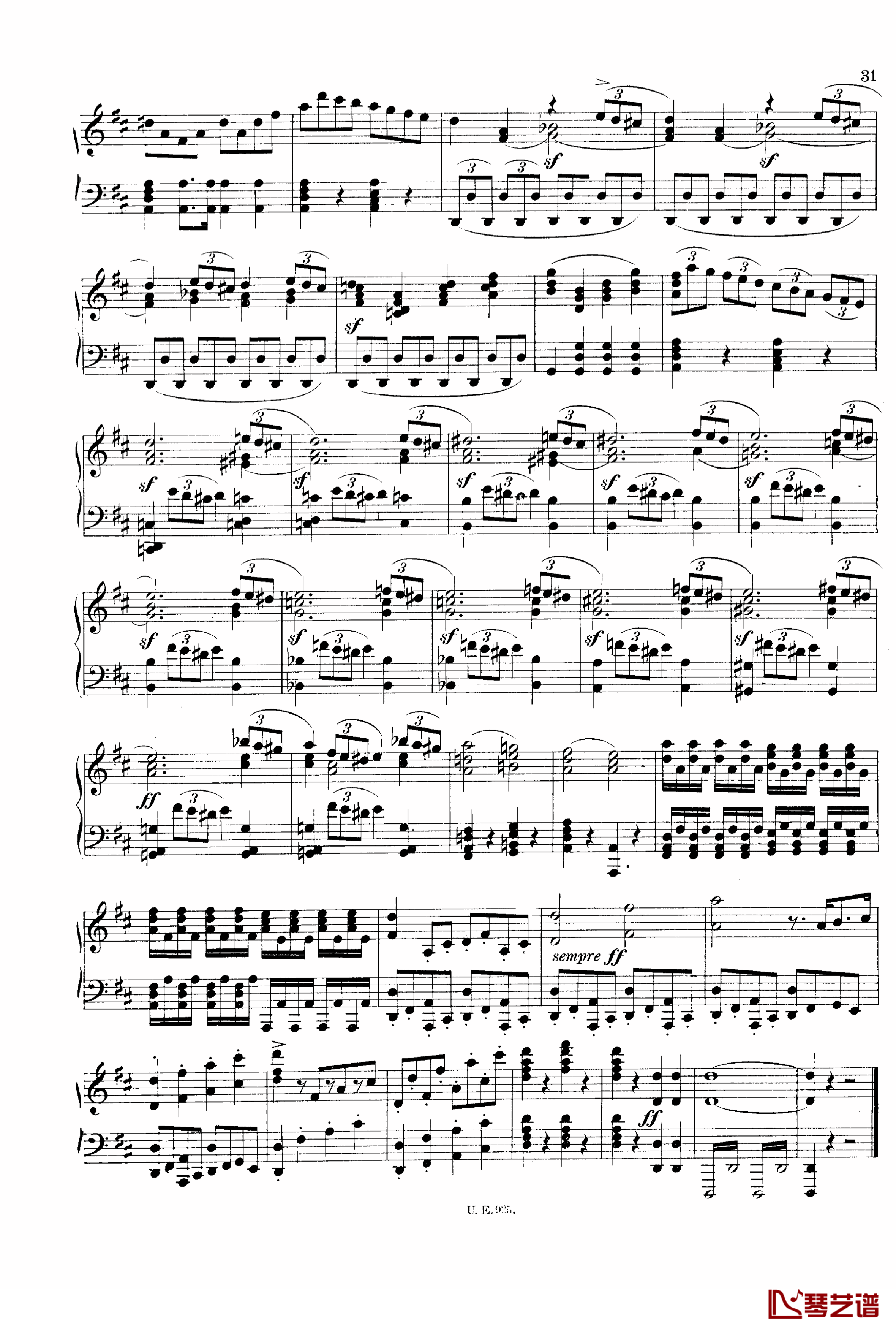 D大调第一交响曲 D.82钢琴谱-舒伯特31