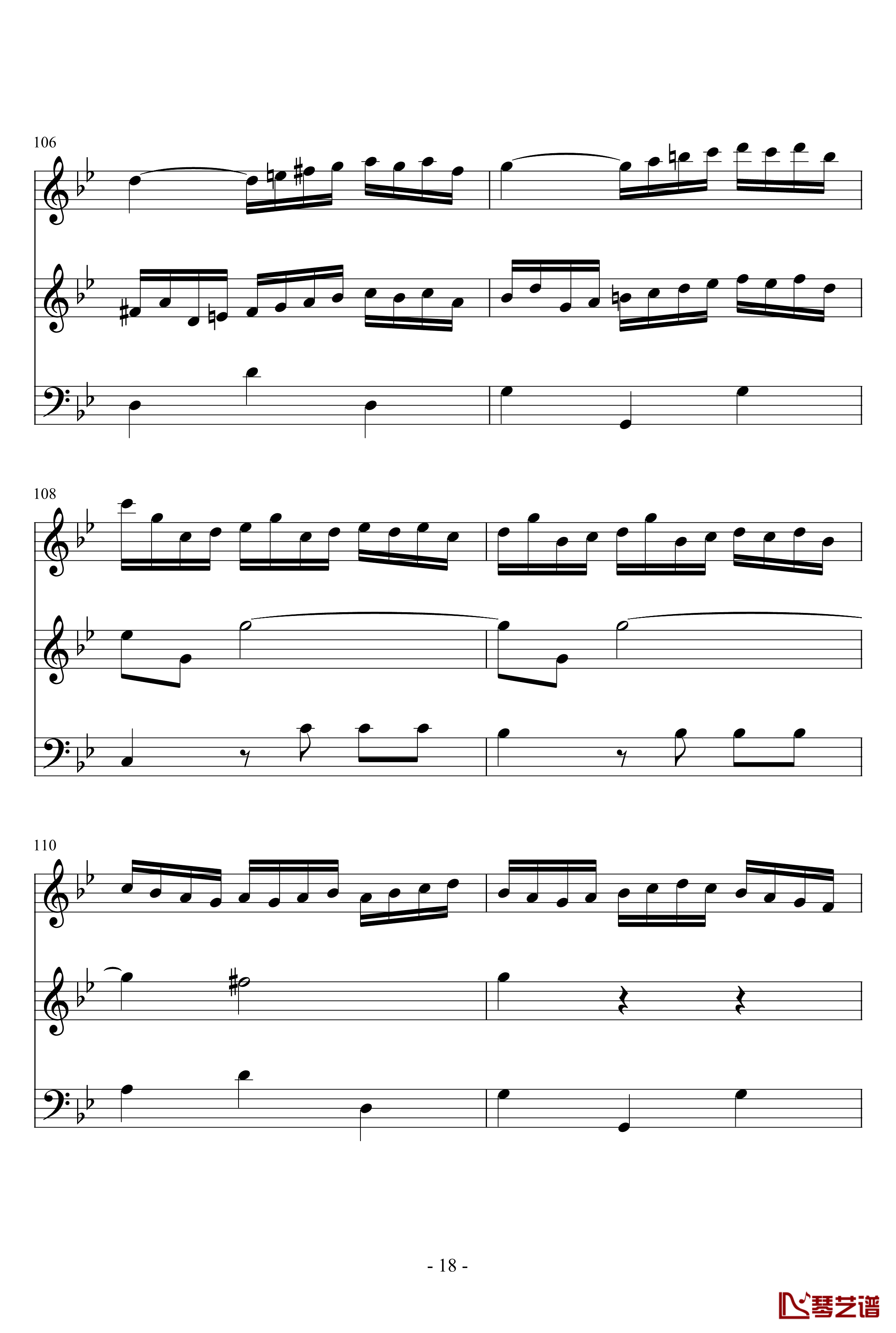 长笛与羽管键琴奏鸣曲第一乐章钢琴谱-巴赫-P.E.Bach18
