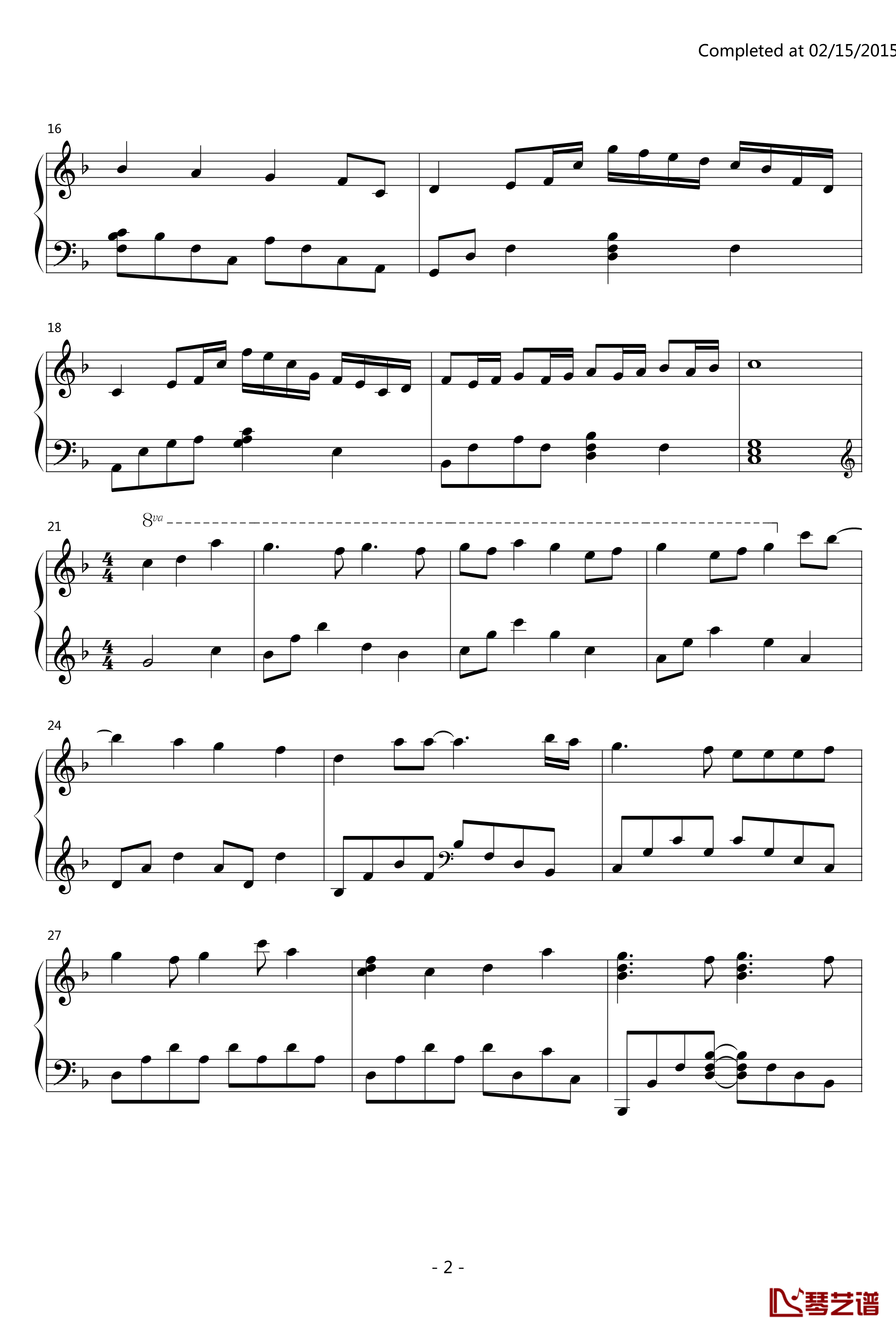 カラフル钢琴谱-路人女主的养成方法ED2