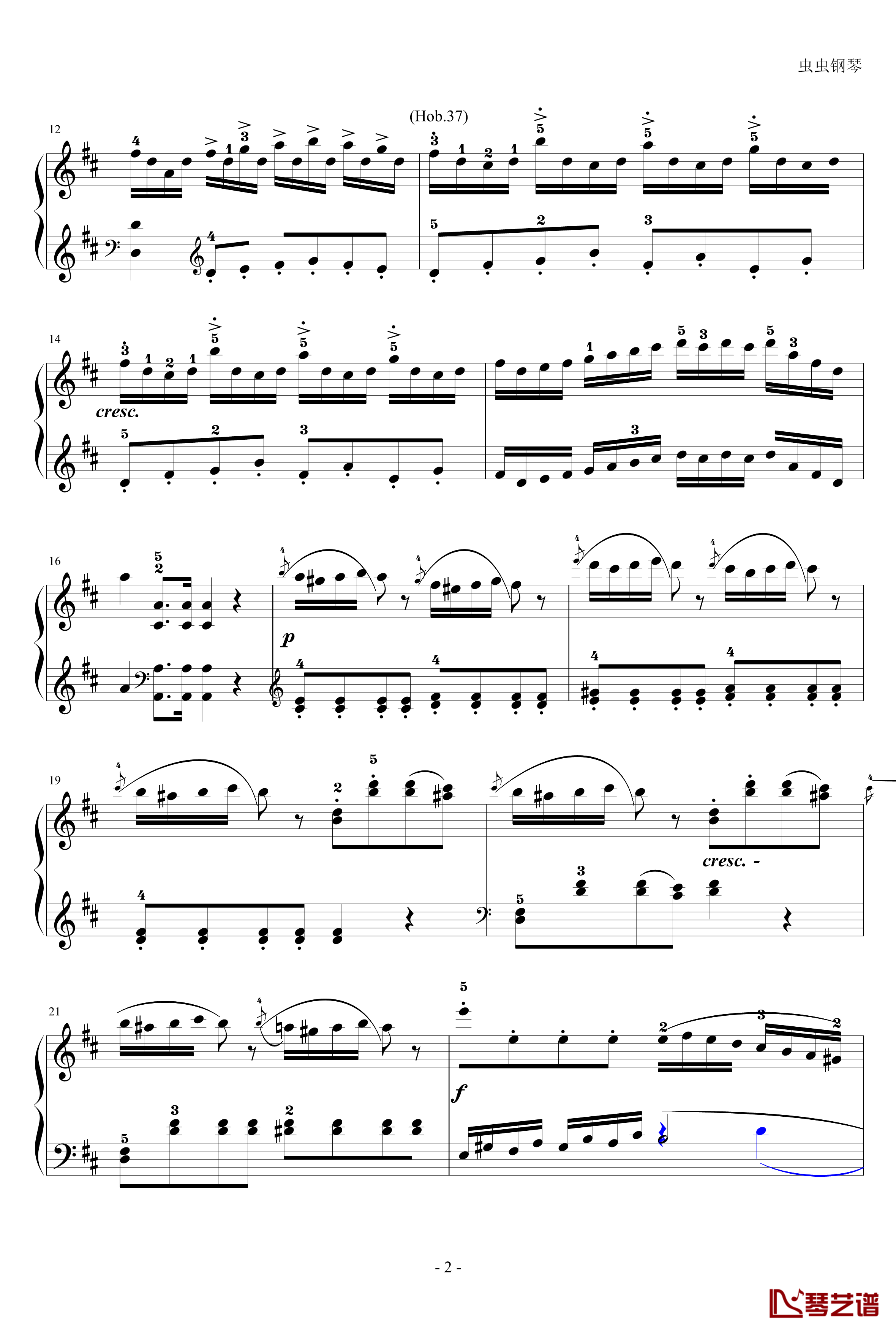 D大调奏鸣曲钢琴谱-海顿2