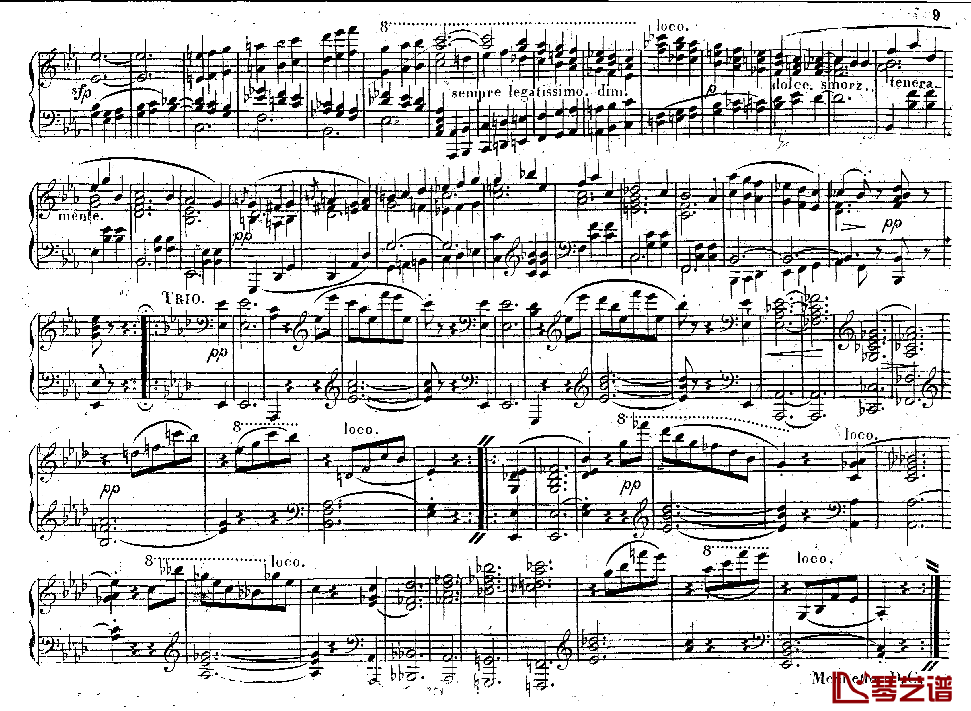 降E大调第八钢琴奏鸣曲 Op.144钢琴谱-车尔尼-Czerny8
