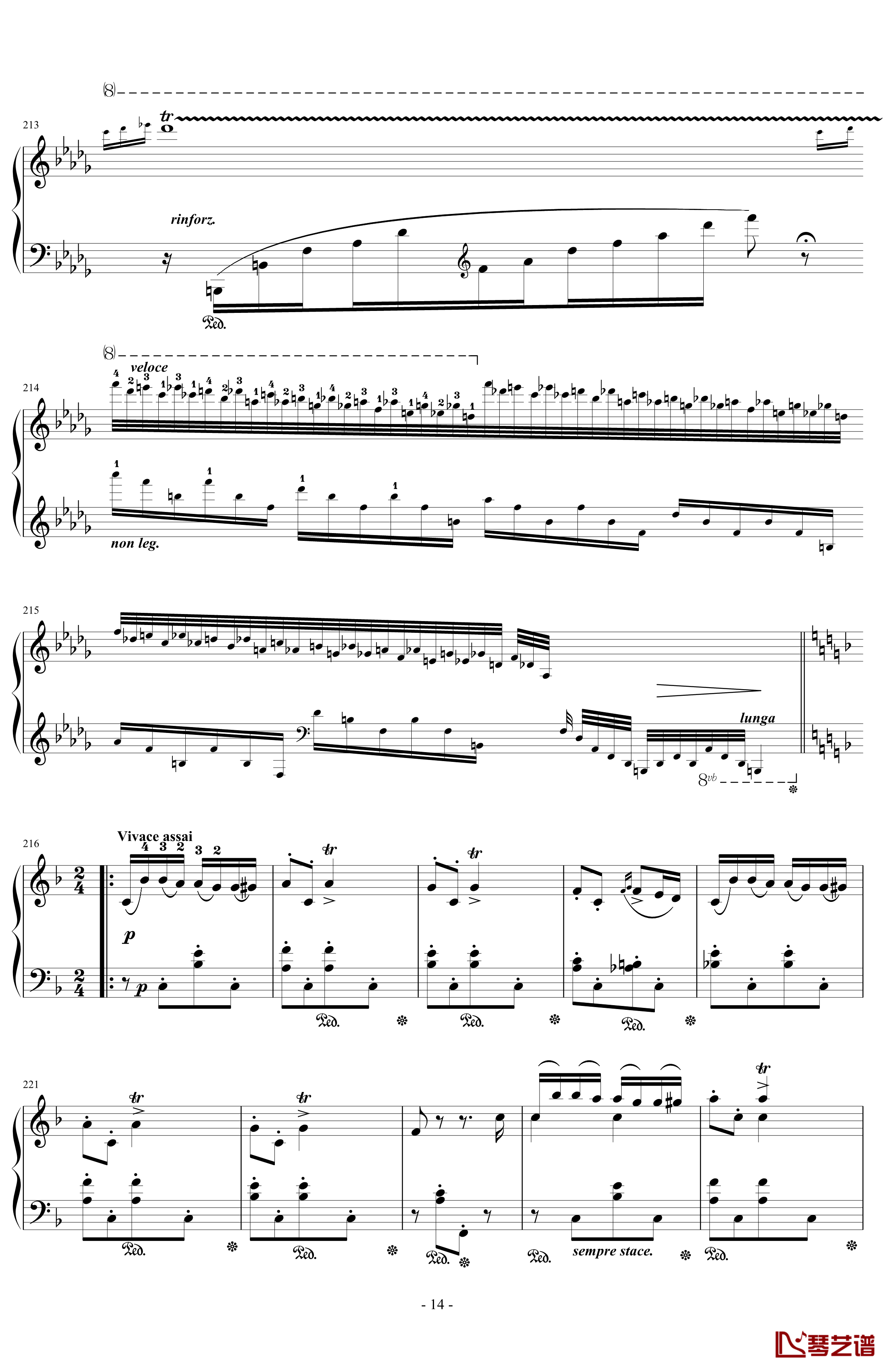 匈牙利狂想曲14号钢琴谱-李斯特的又一首宏大的作品-李斯特14