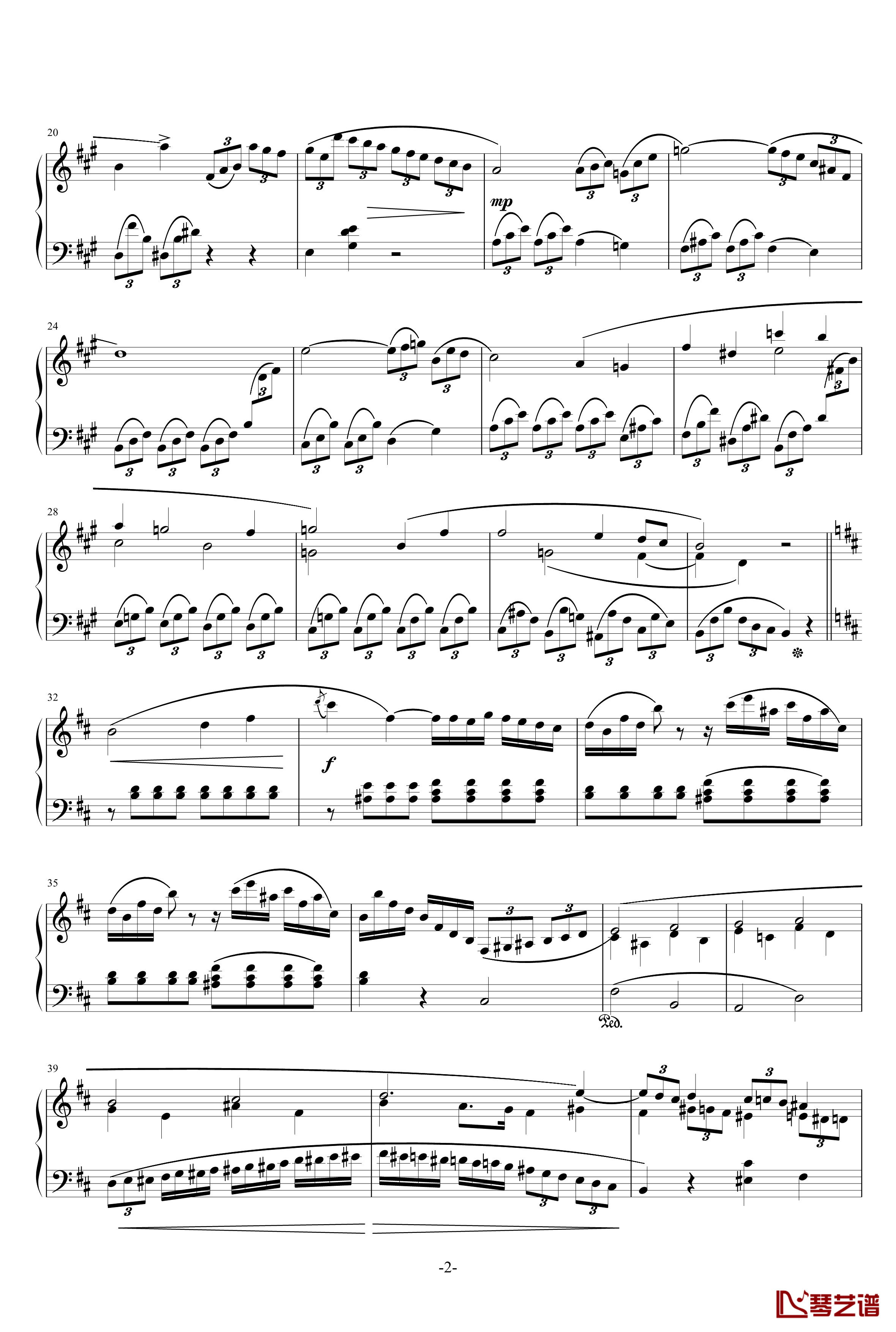 A大调奏鸣曲钢琴谱——第一乐章-乐之琴2