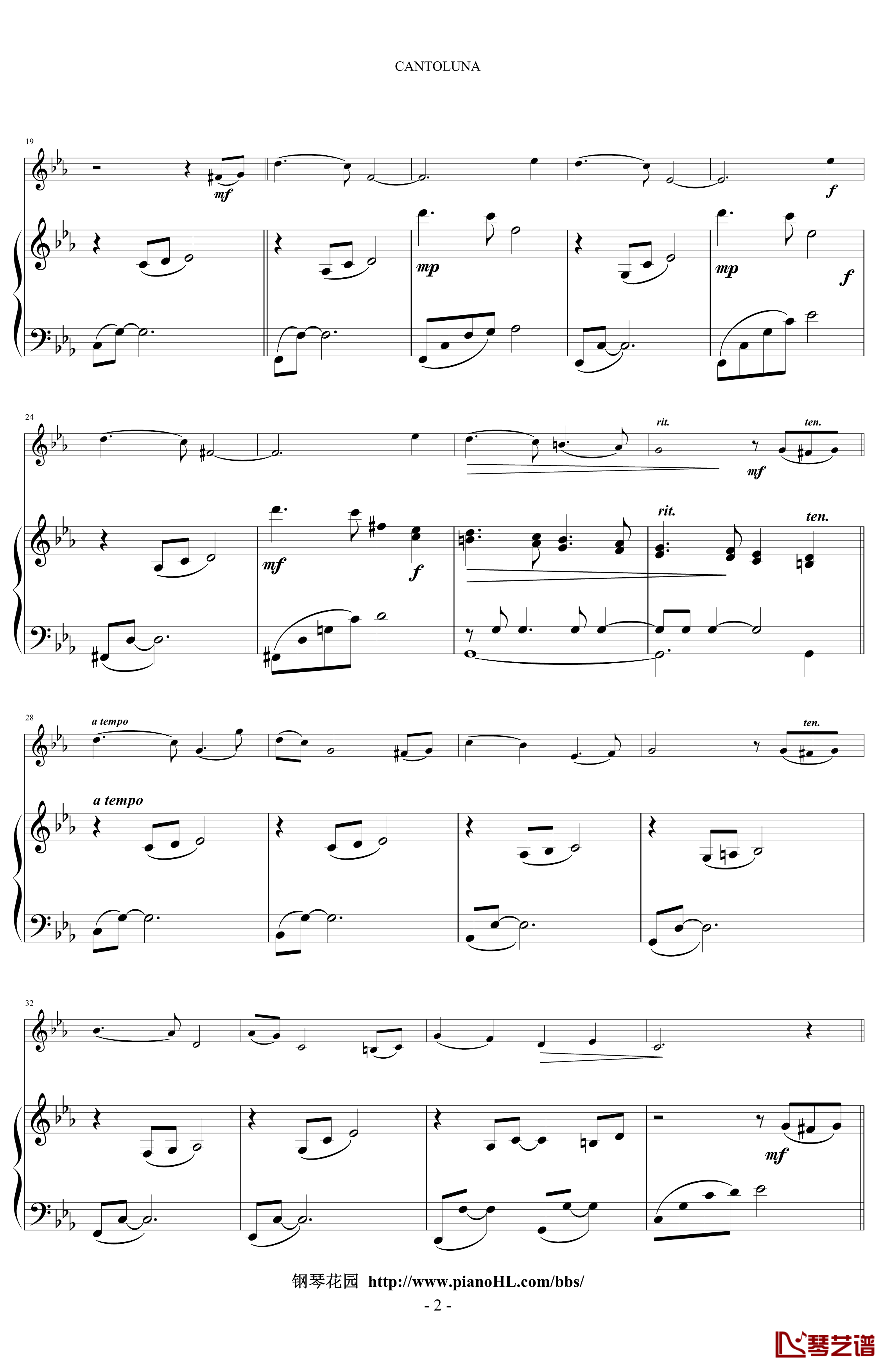 Cantoluna钢琴谱-神秘园乐队2