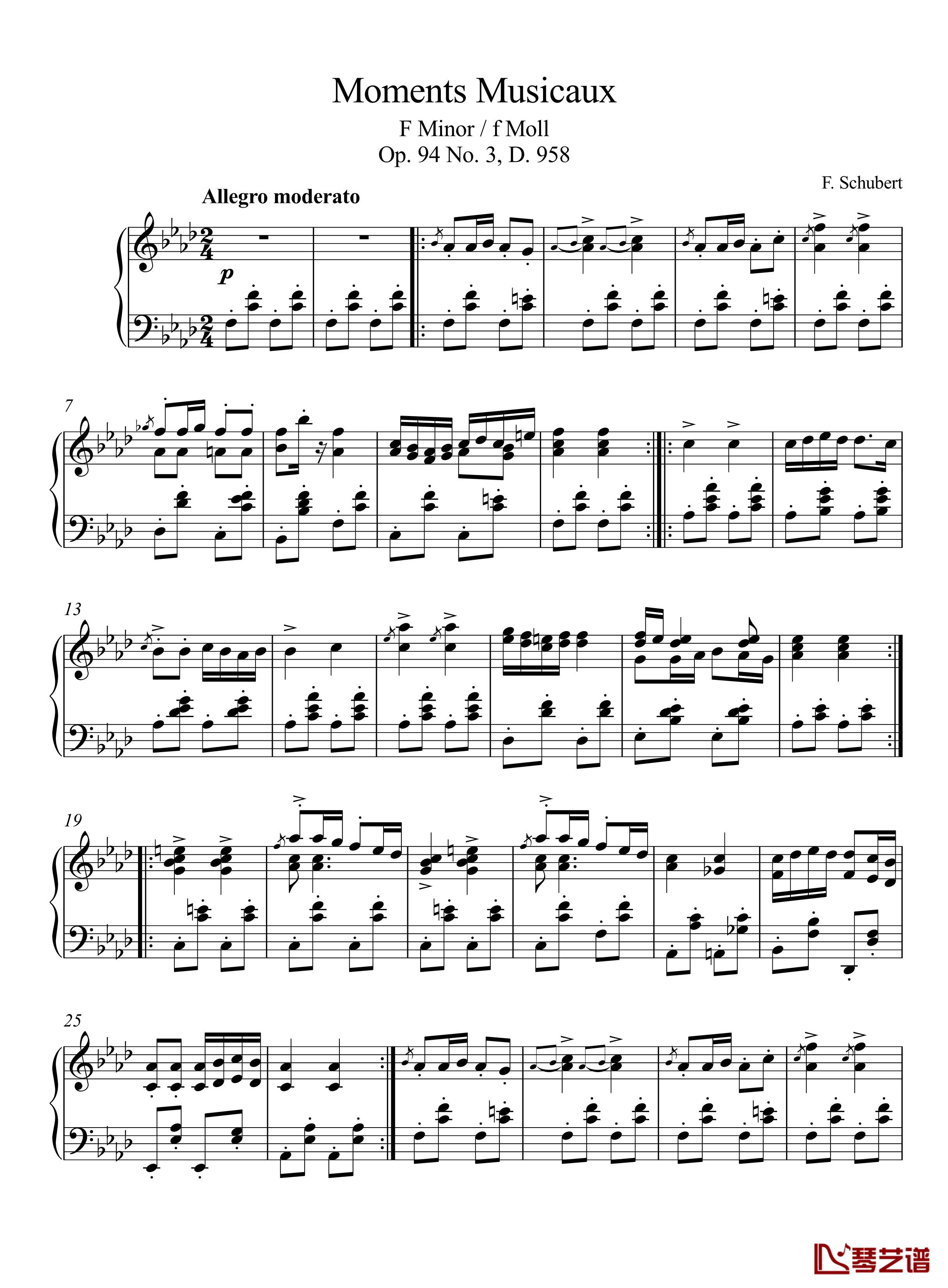 Moments Musicaux钢琴谱-音乐瞬间-舒伯特1
