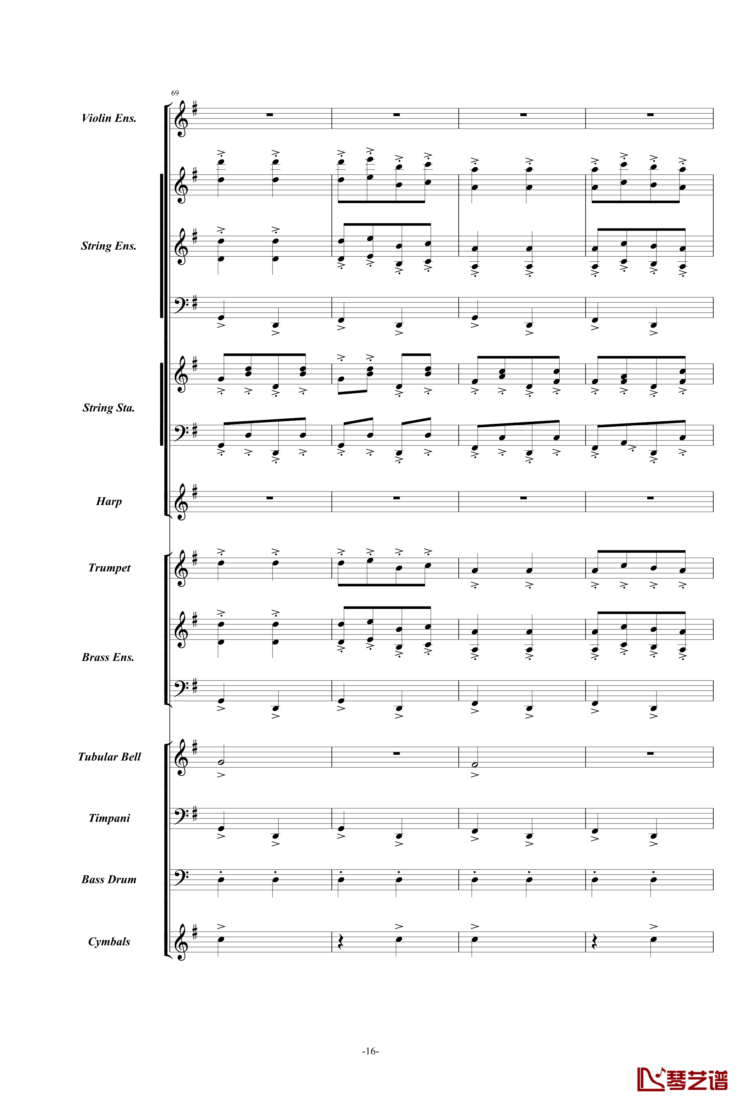 康康舞曲钢琴谱-震撼交响版总谱-奥芬巴赫16
