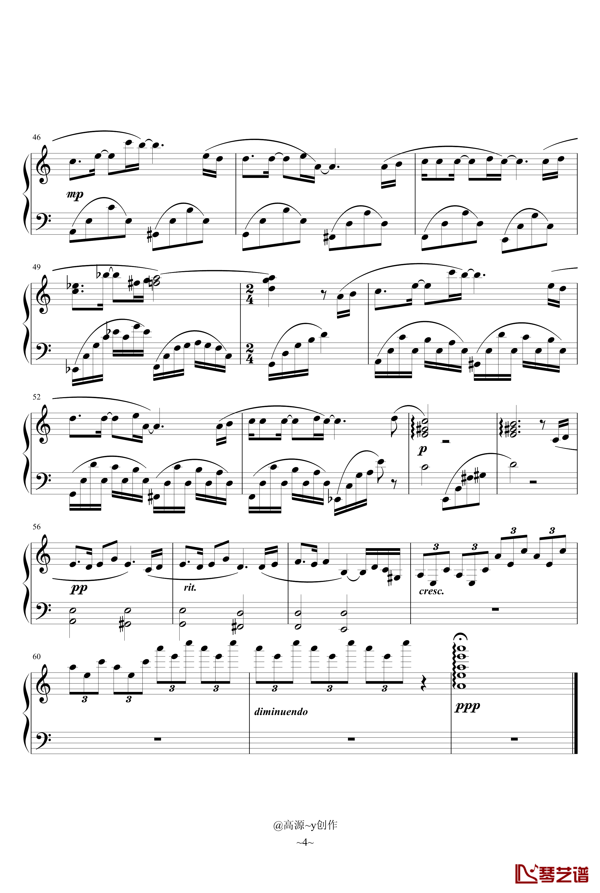 for lin钢琴谱-秋之泪-高源4