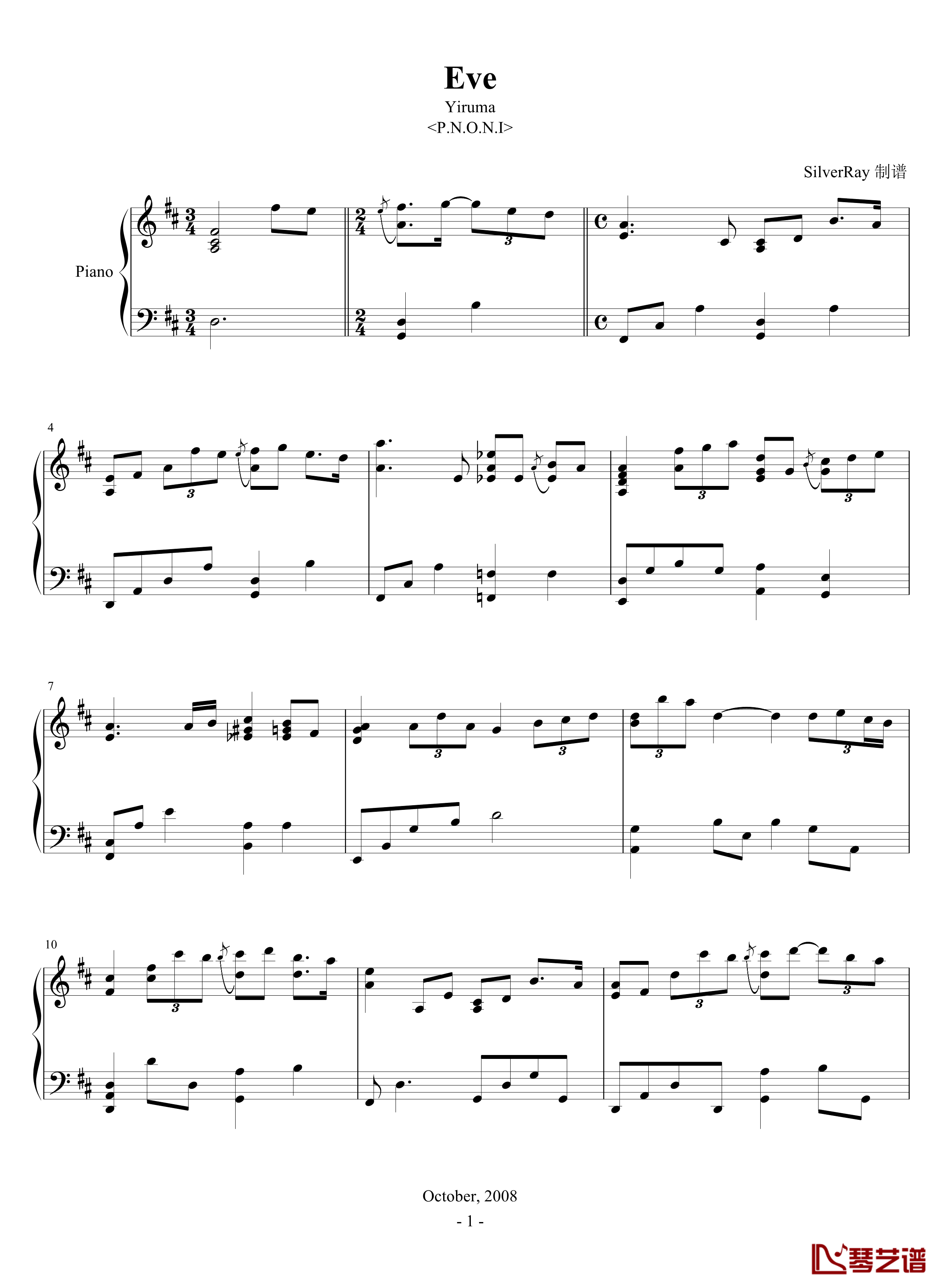 Eve钢琴谱-Yiruma1