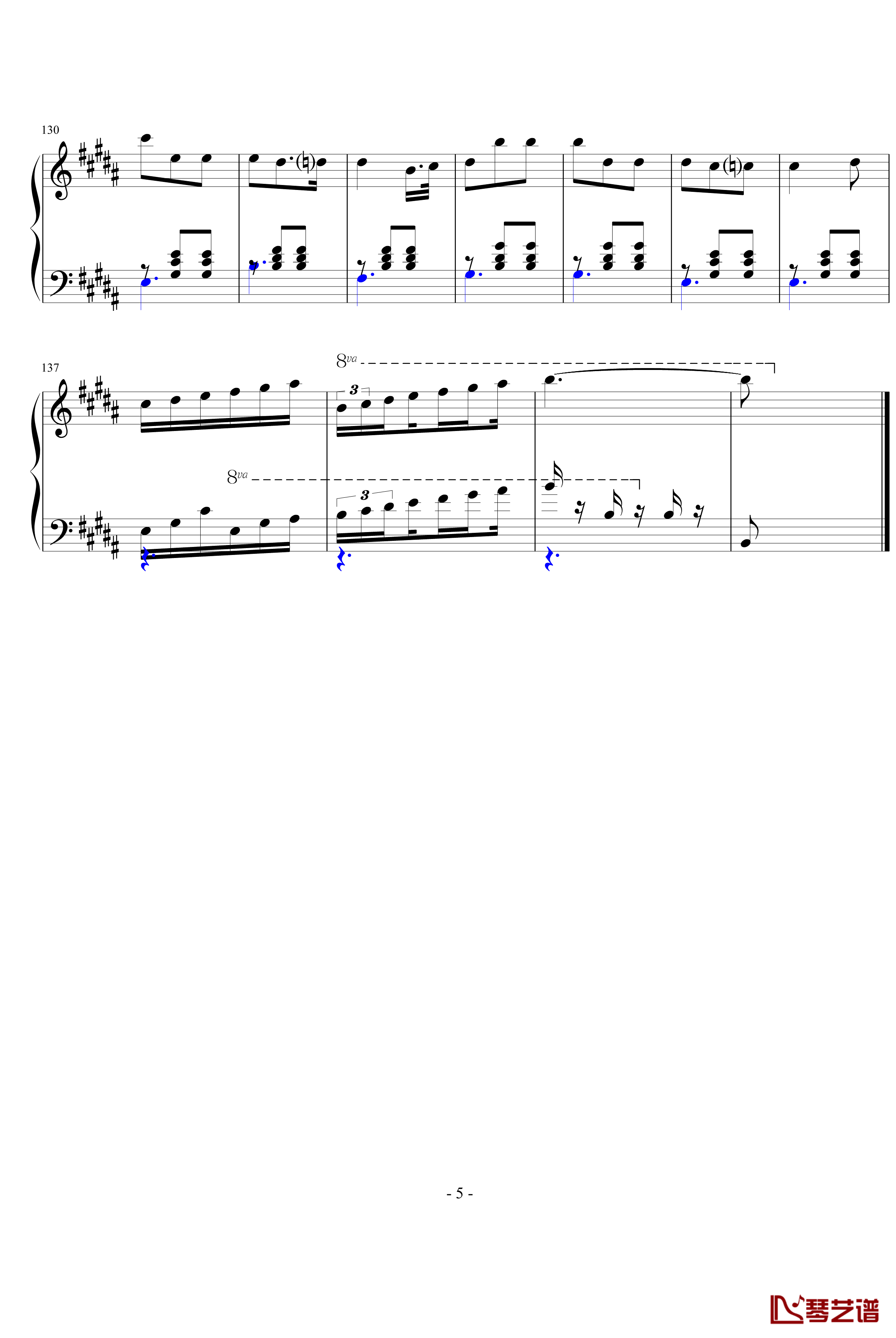 圆舞曲二钢琴谱-A大调的旋律5