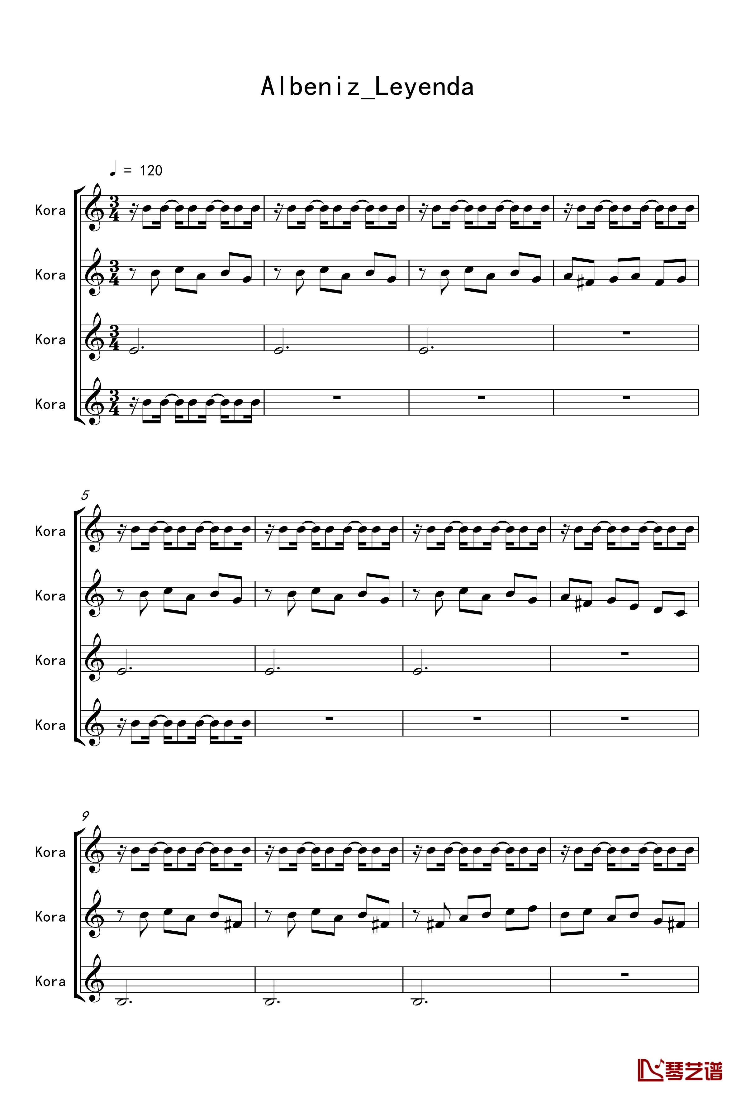一首有难度的练习曲钢琴谱-伊萨克·阿尔贝尼兹1