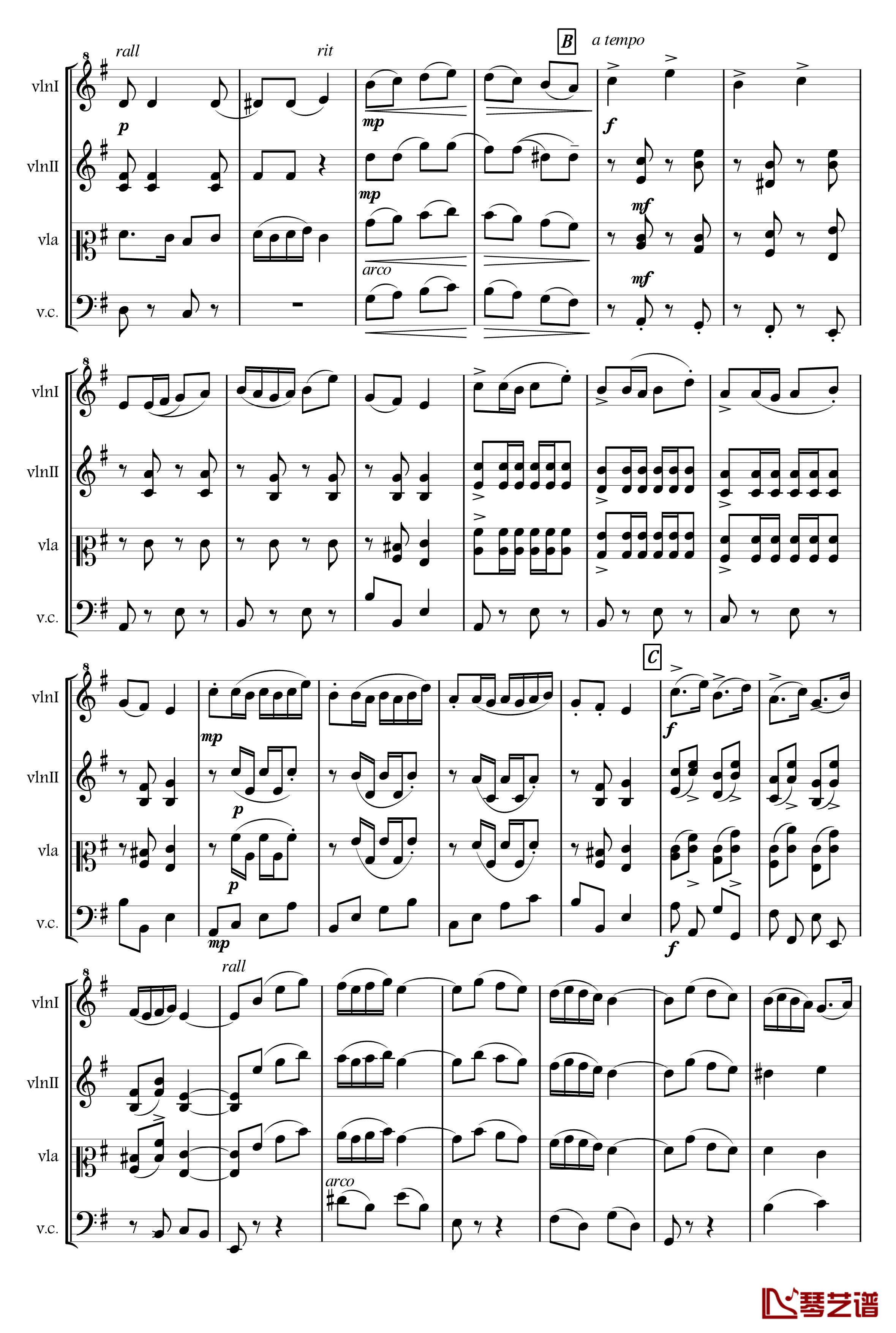 快乐的萨丽哈钢琴谱-Arr.俞丽拿女子弦乐四重奏-俞丽拿2