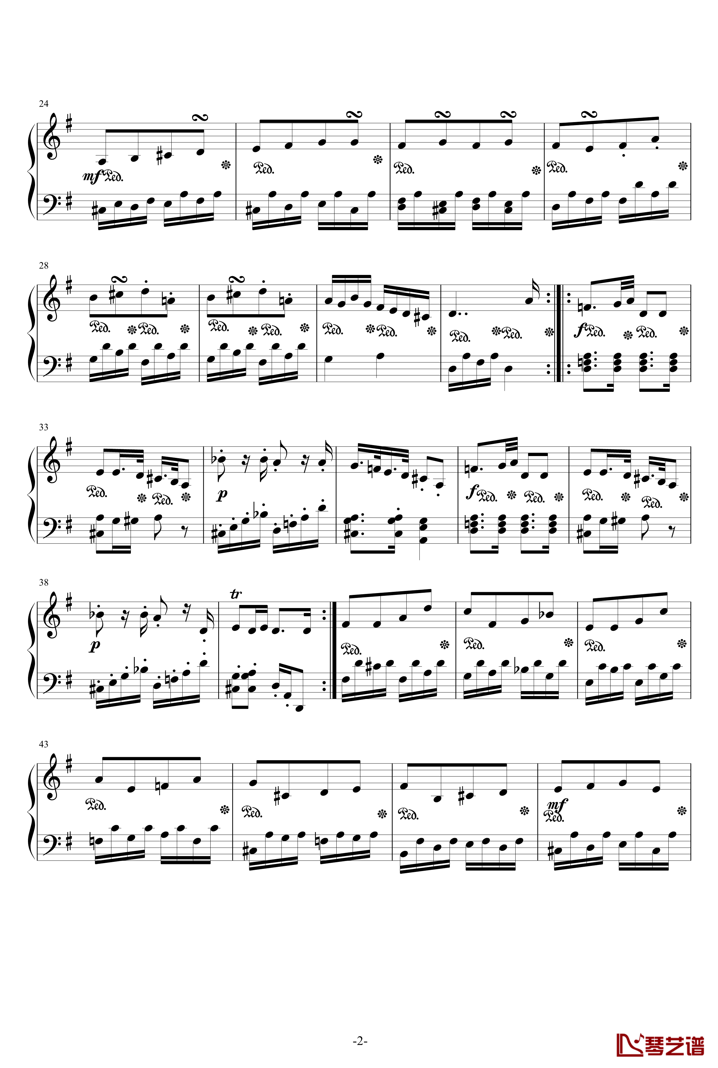 G大调小奏鸣曲第二乐章NO.3钢琴谱-灵动无痕2