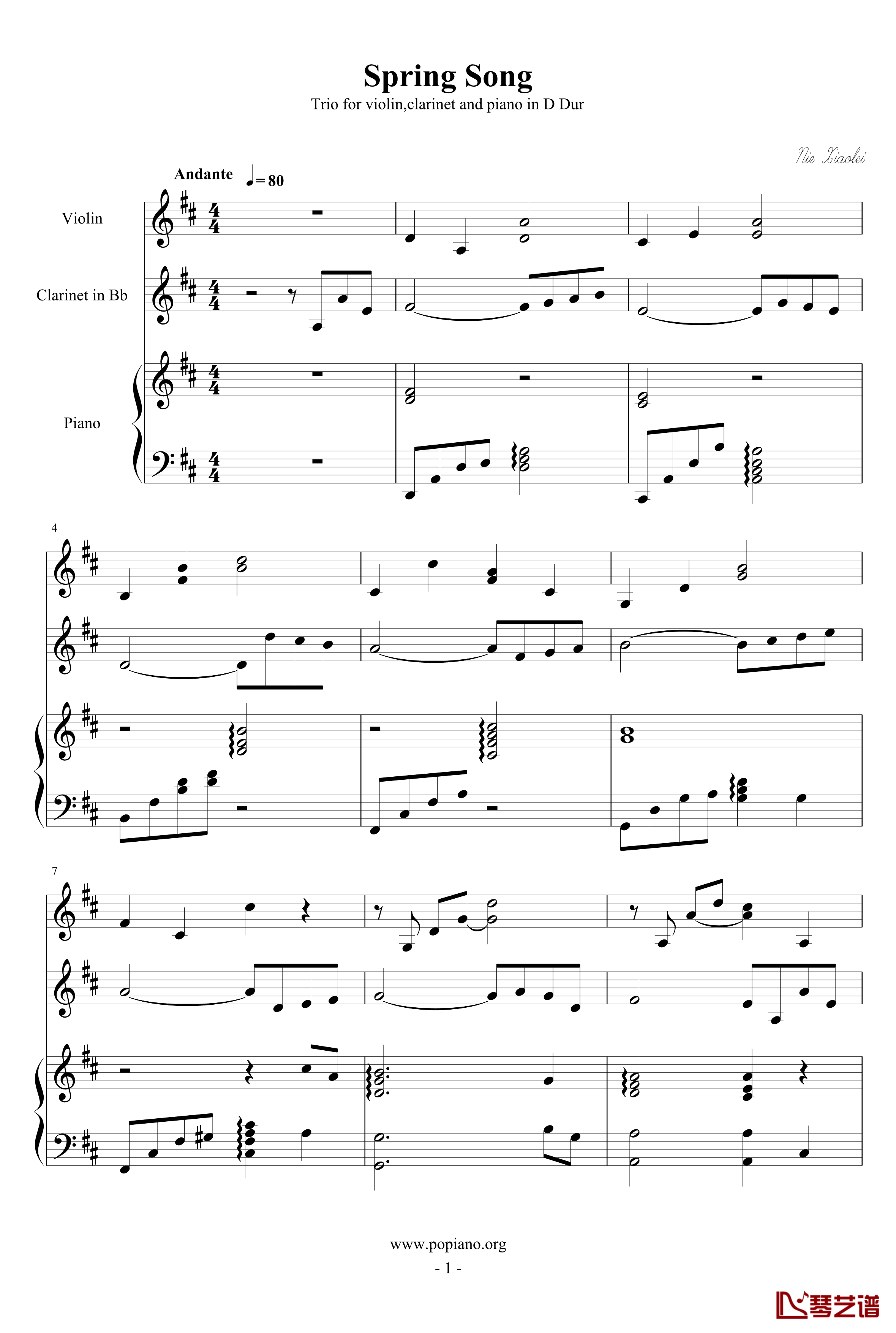 春之歌钢琴谱-nzh19341