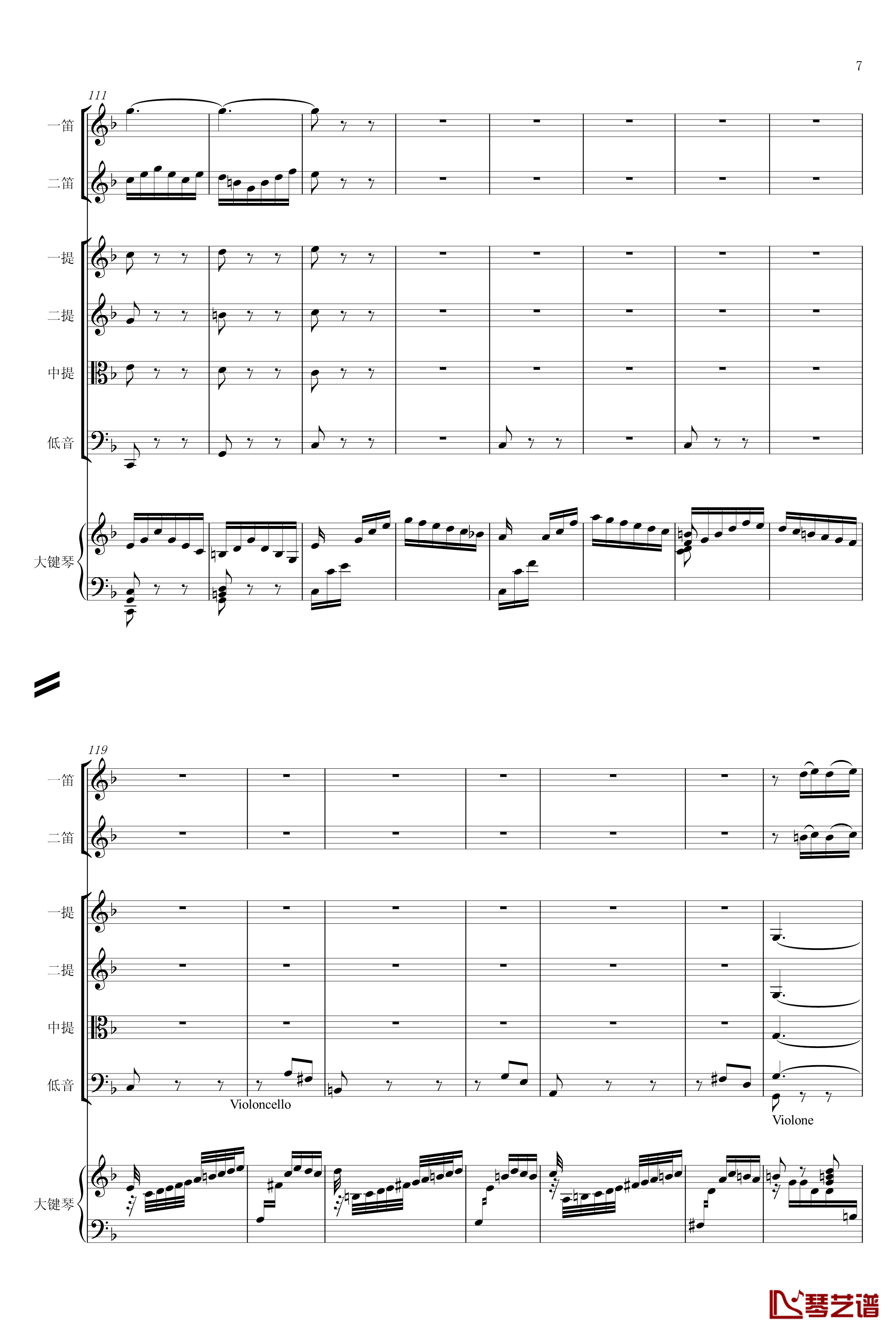 F大调第六号钢琴协奏曲钢琴谱-第一乐章-巴哈-Bach, Johann Sebastian7