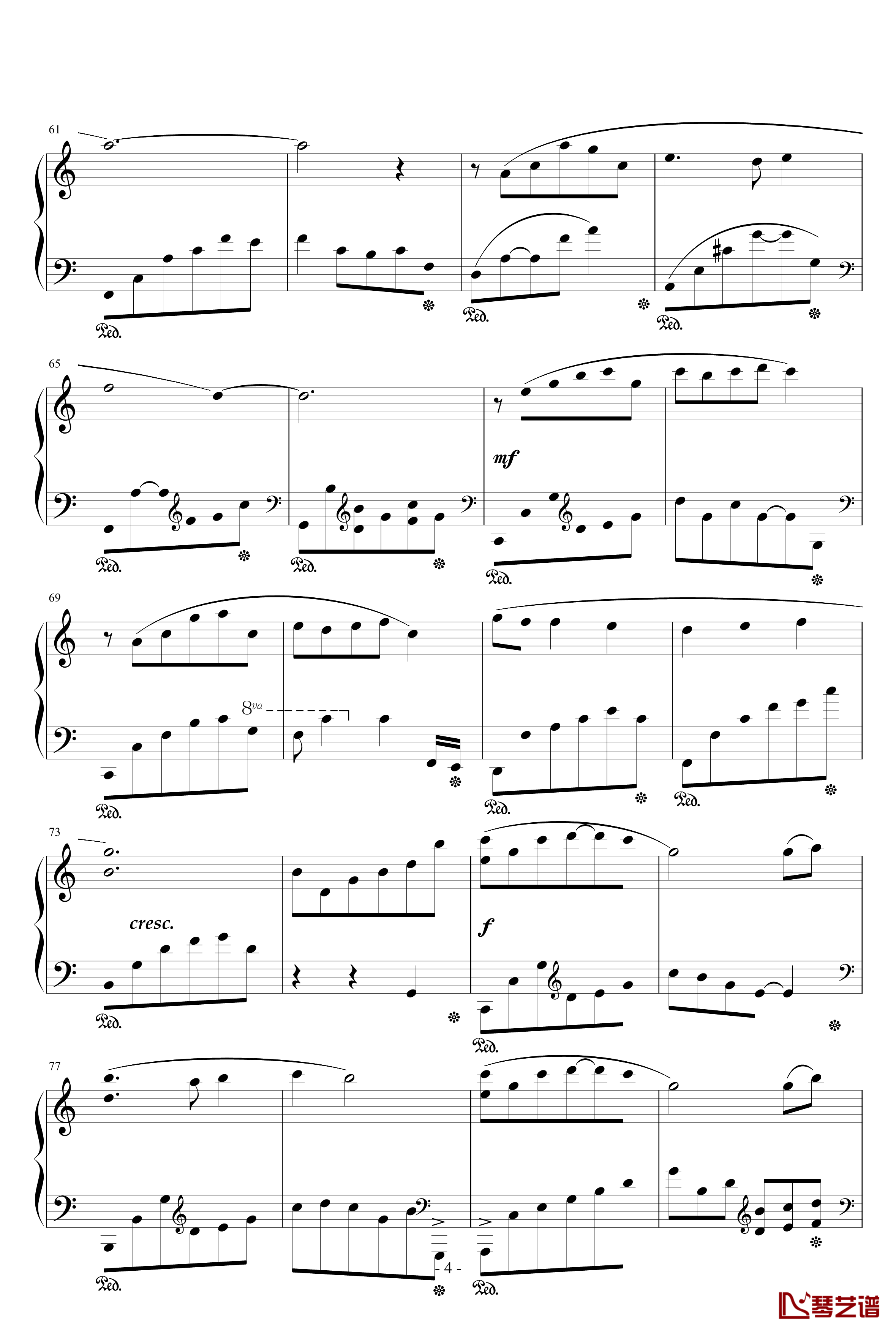 路钢琴谱 钢琴版-天籁传声4