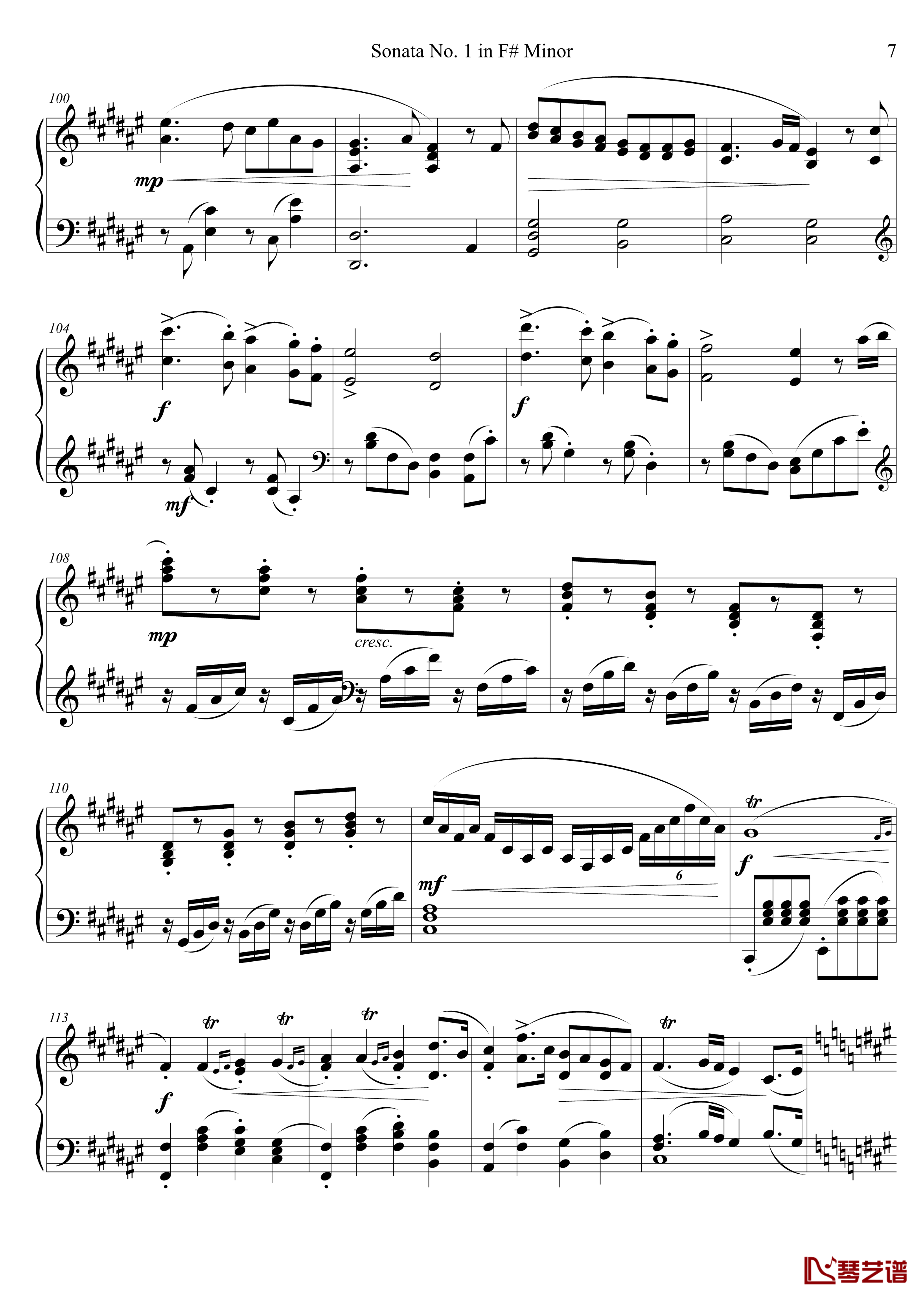 钢琴奏鸣曲No. 1钢琴谱 第一乐章-千古留名7