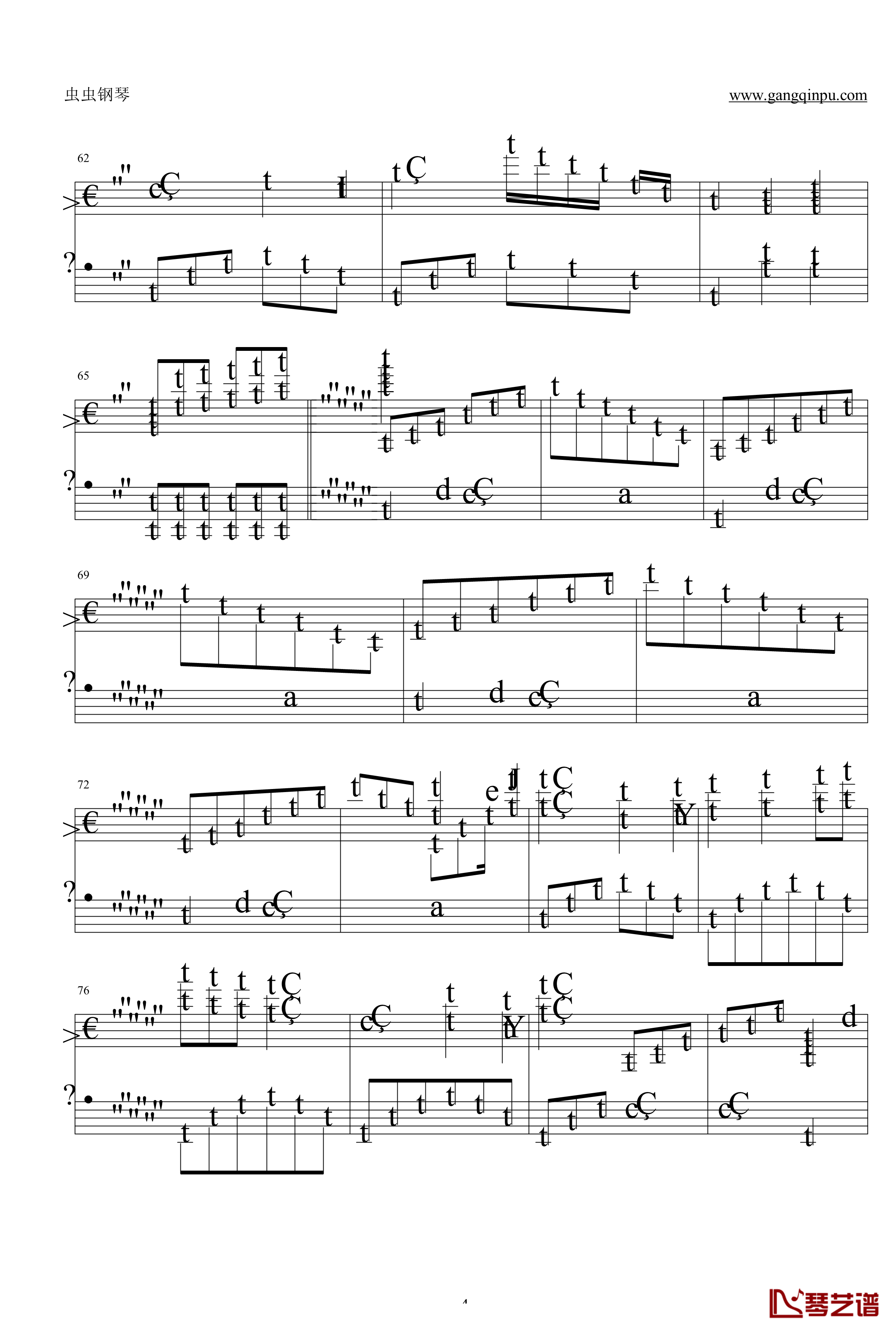 回忆 钢琴谱-克莱德曼的简化版-克莱德曼4